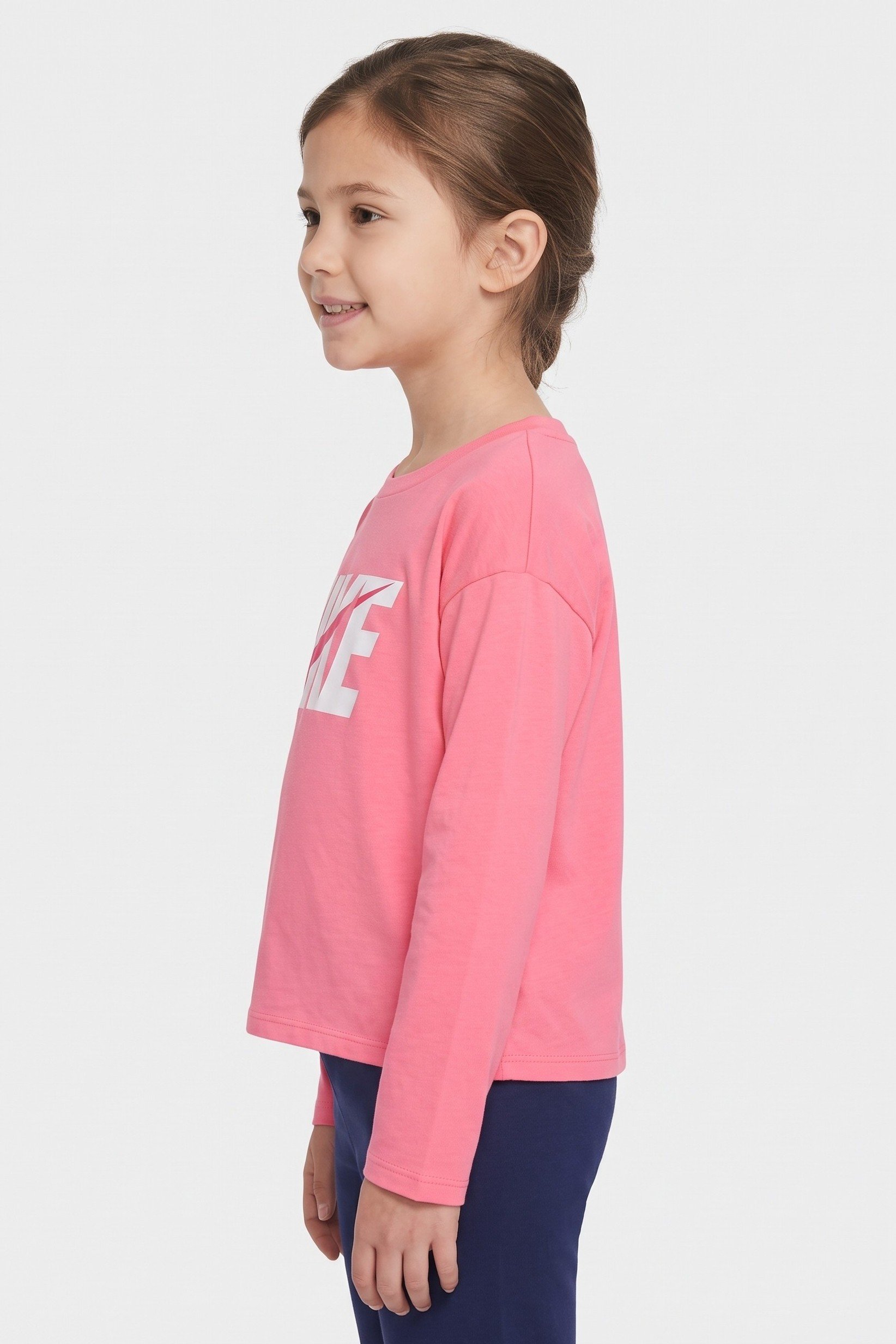 Kids Girl Sportswear Fit Long Sleeve Outdoor Top, Dark Pink