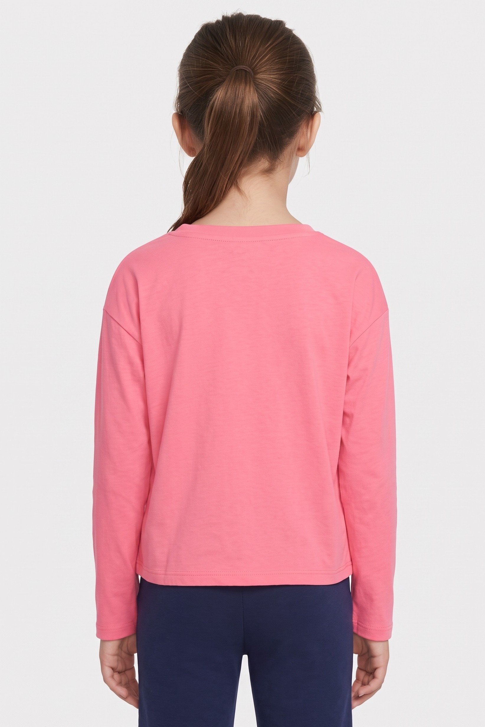 Kids Girl Sportswear Fit Long Sleeve Outdoor Top, Dark Pink