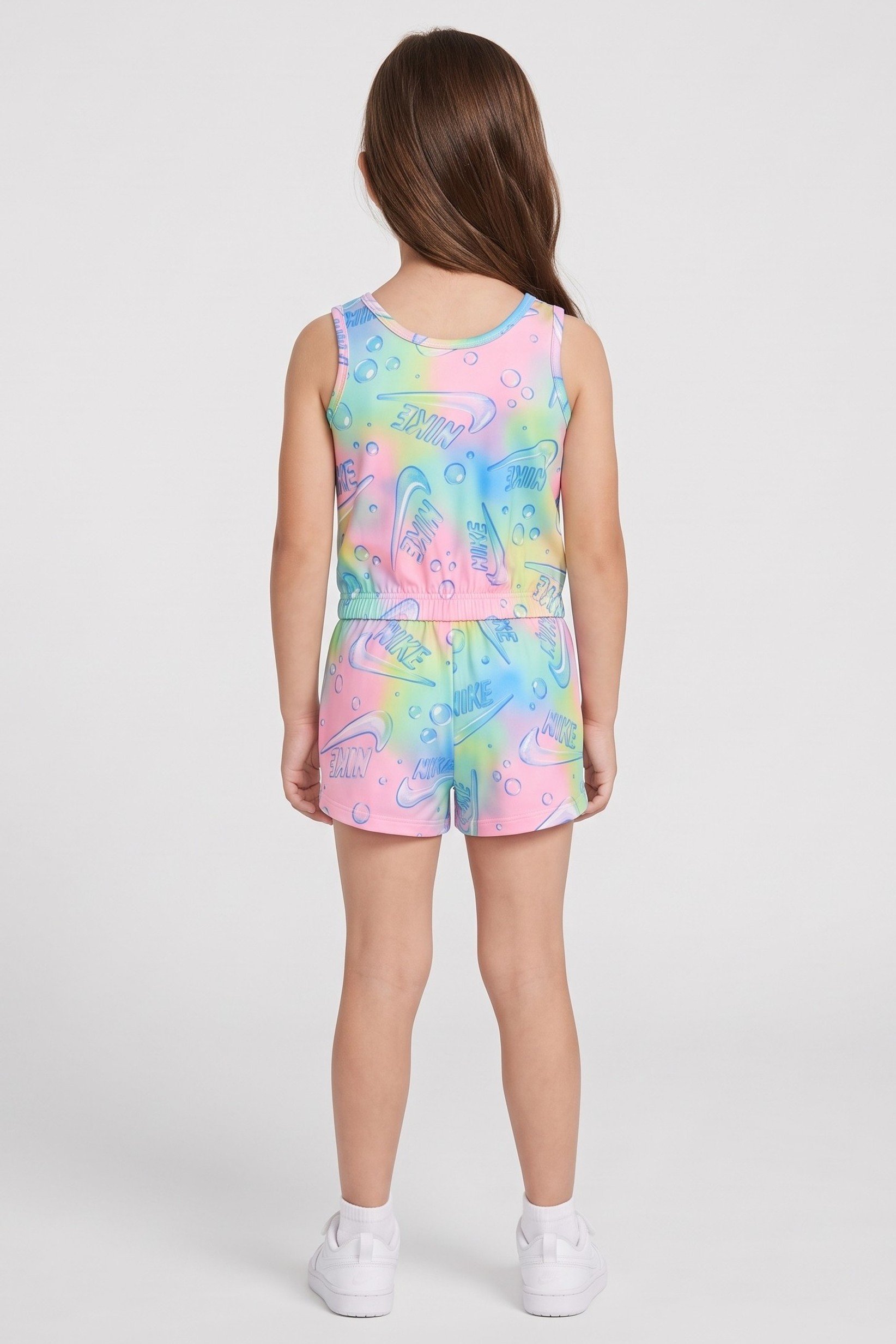 Toddlers Girl Allover Print Sleeveless Rompers, Multicolor