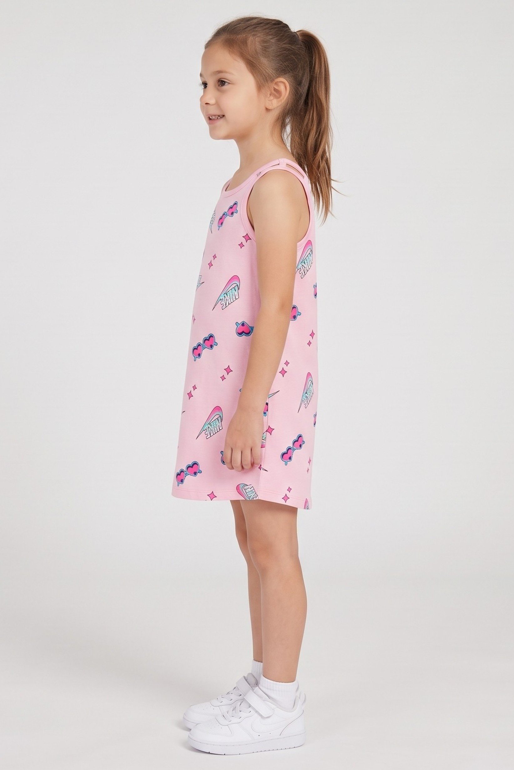 Toddlers Girl Allover Print Sleeveless Dress, Multicolor