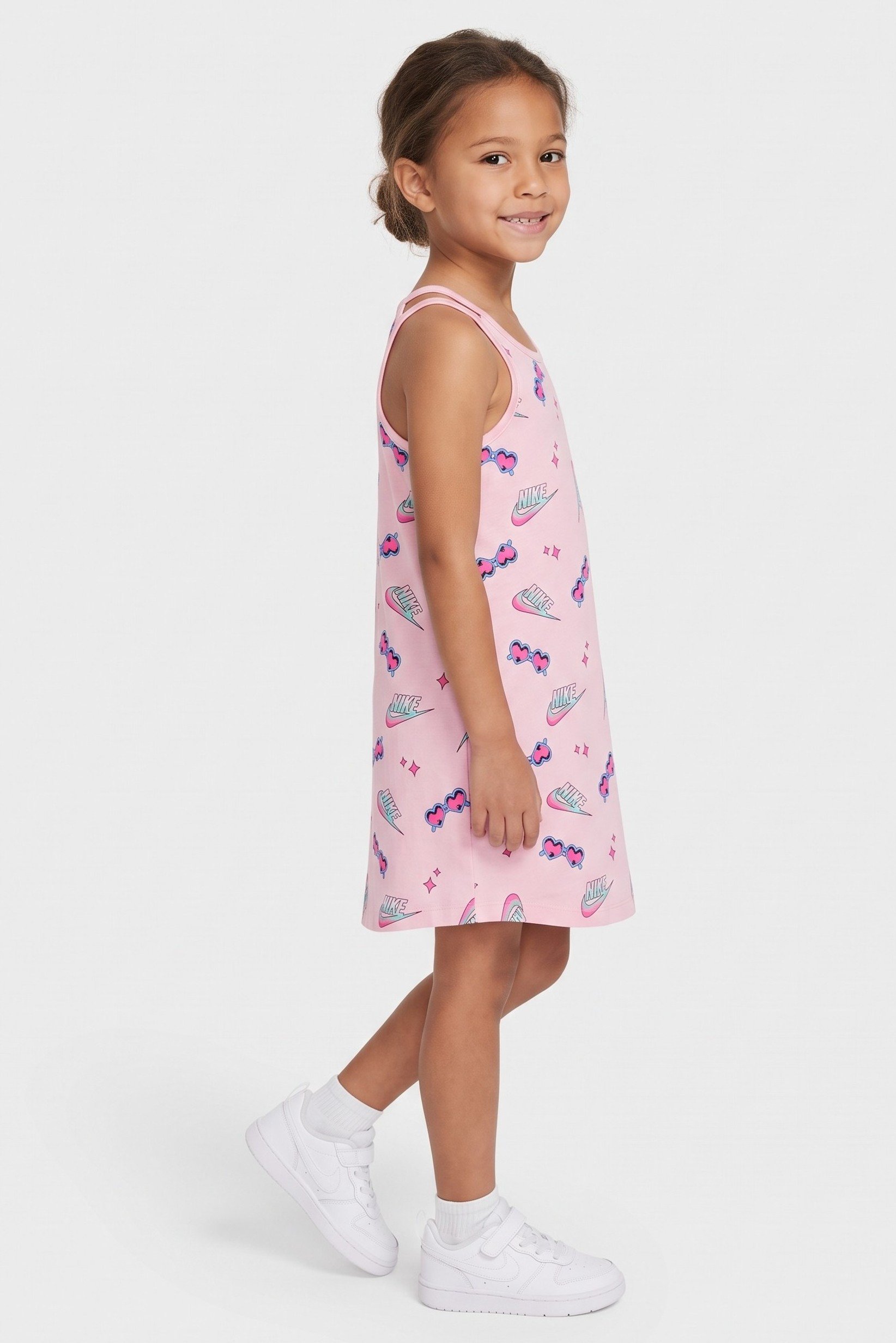Kids Girl Allover Print Sleeveless Outdoor Dress, Multicolor