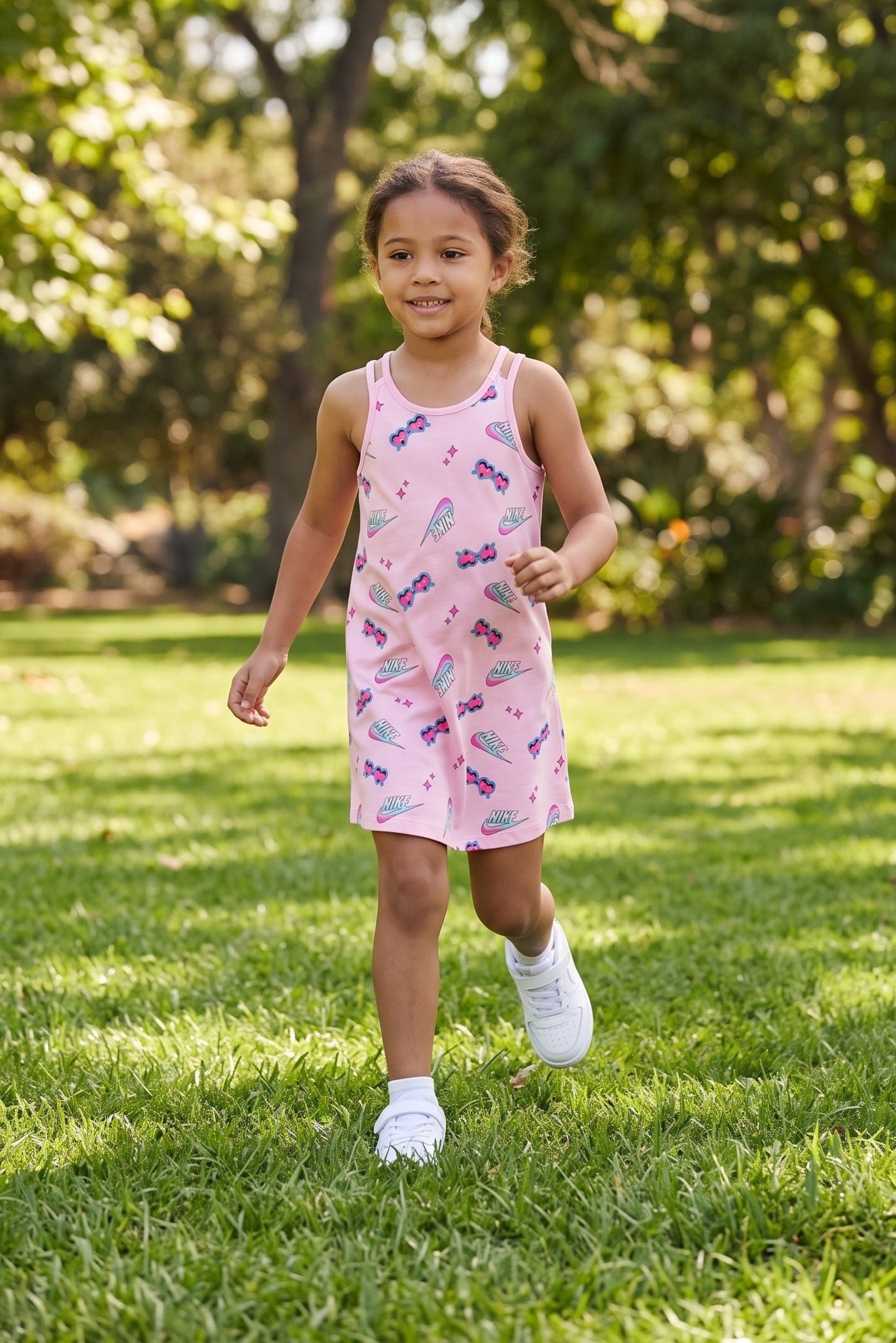 Kids Girl Allover Print Sleeveless Outdoor Dress, Multicolor
