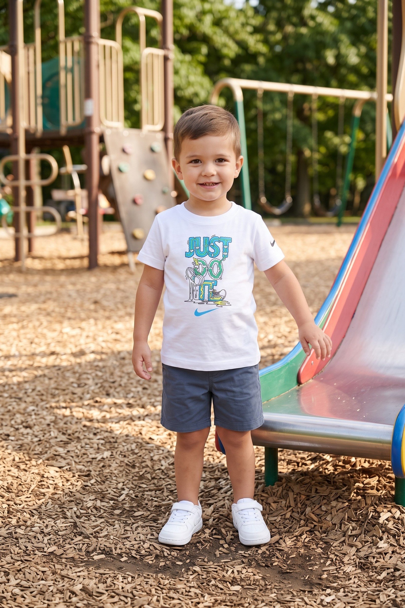Toddlers Boy Sportswear Fit Short Sleeve Outdoor T-Shirt, White