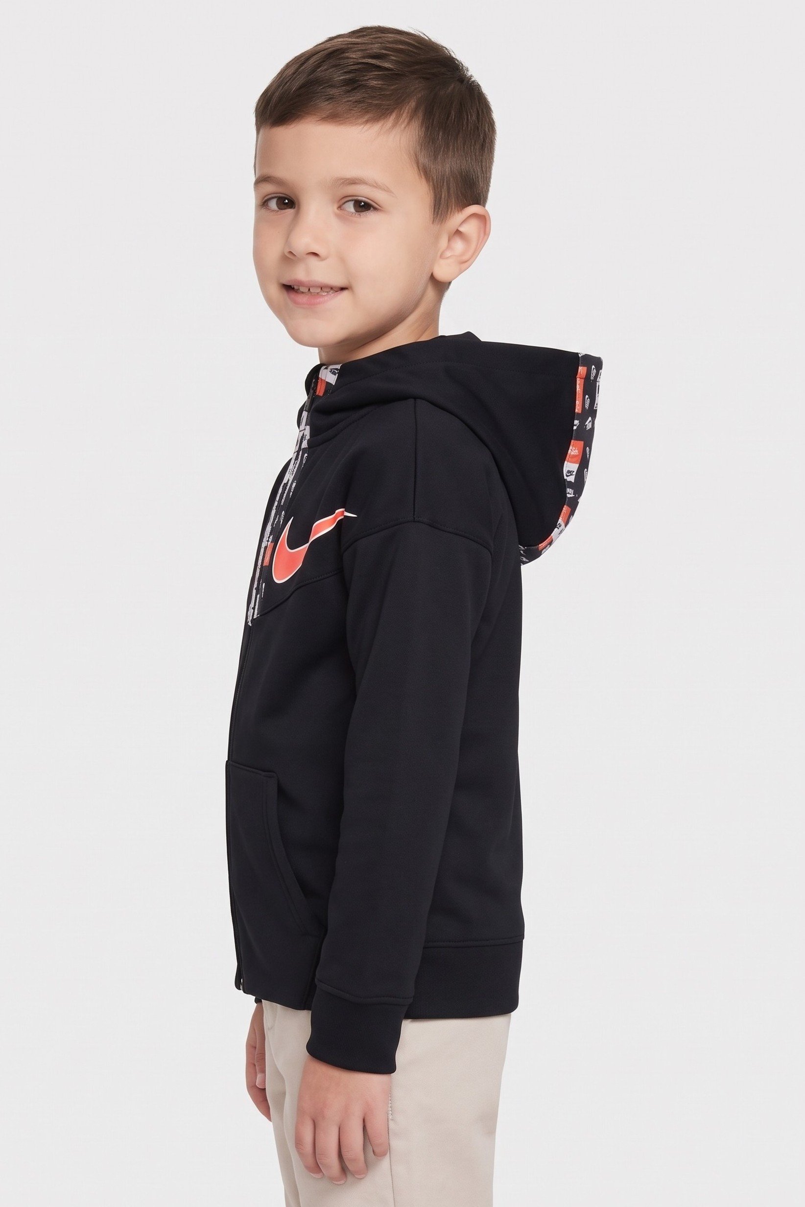 Toddlers Boy Dri Fit Long Sleeve Outdoor Hoodie, Black