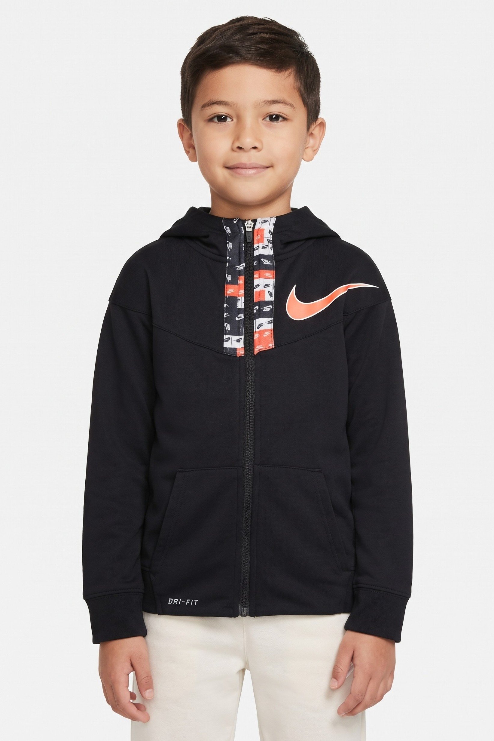 Kids Boy Sportswear Fit Long Sleeve Outdoor Hoodie, Black