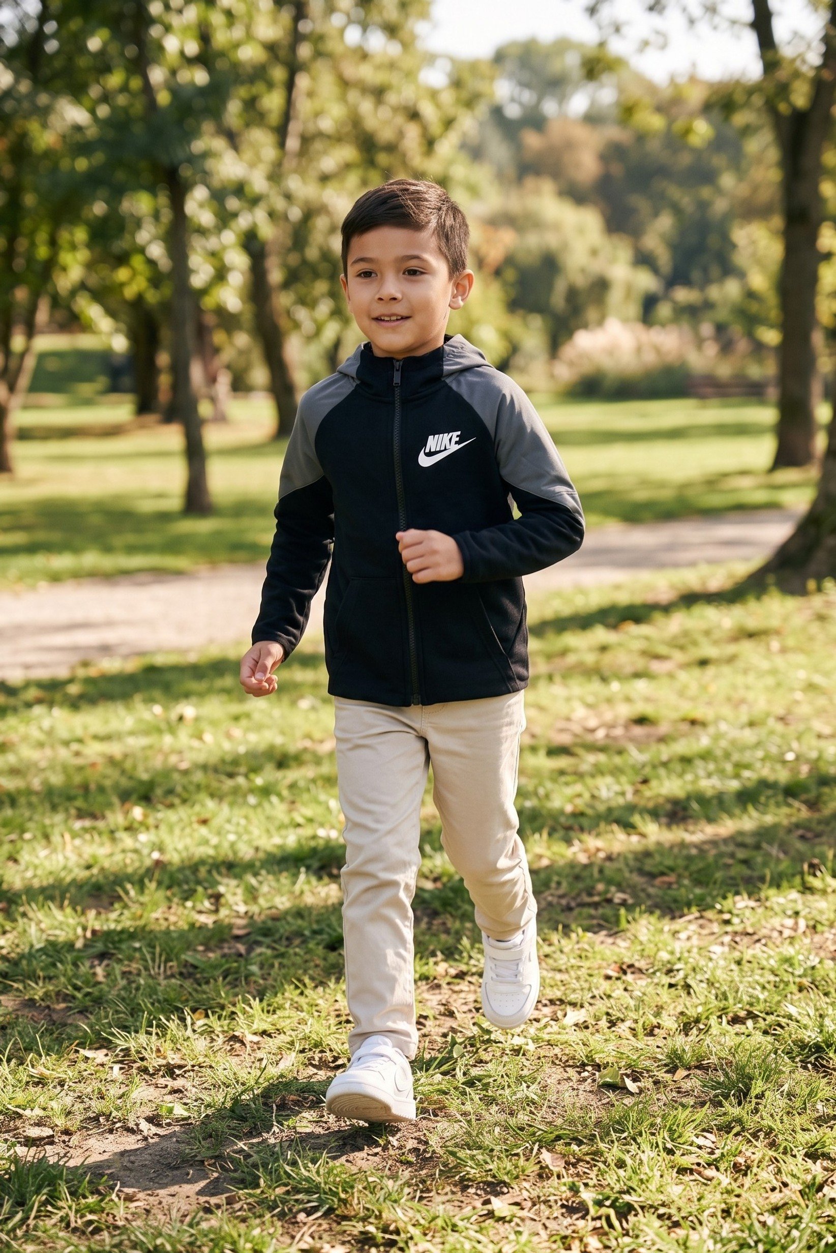 Toddlers Boy Brand Logo Long Sleeve Full Zip Hoodie, Black