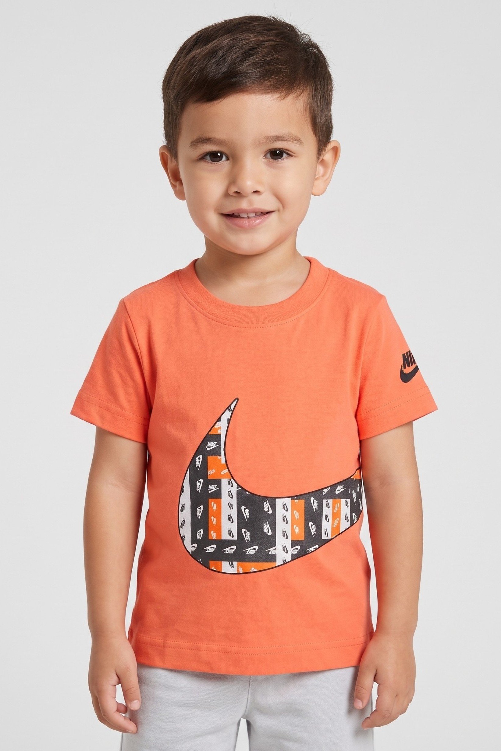 Toddlers Boy Short Sleeve Brand Logo Top, Orange