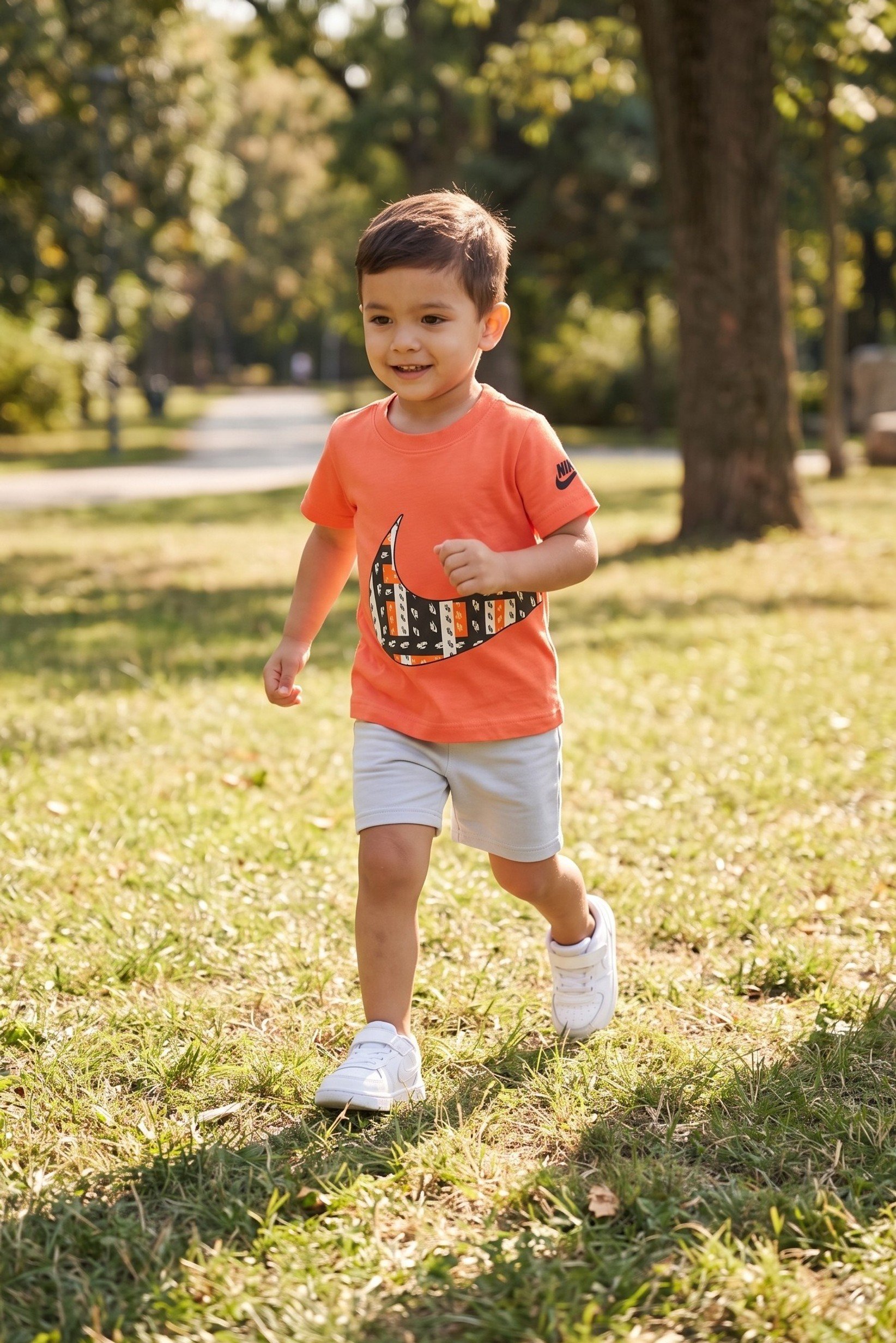 Toddlers Boy Short Sleeve Brand Logo Top, Orange