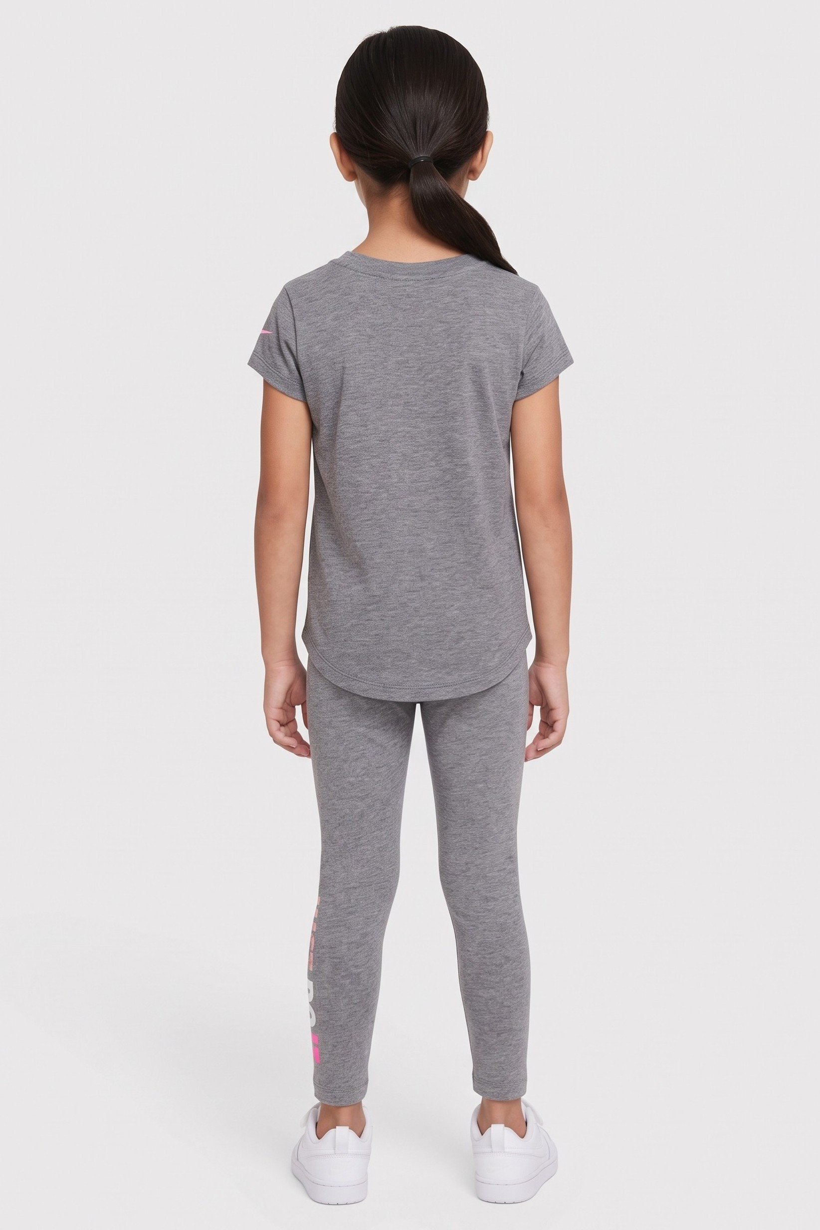 Toddlers Girl 2 Pieces Short Sleeve T-Shirt And Leggings Set, Dark Grey