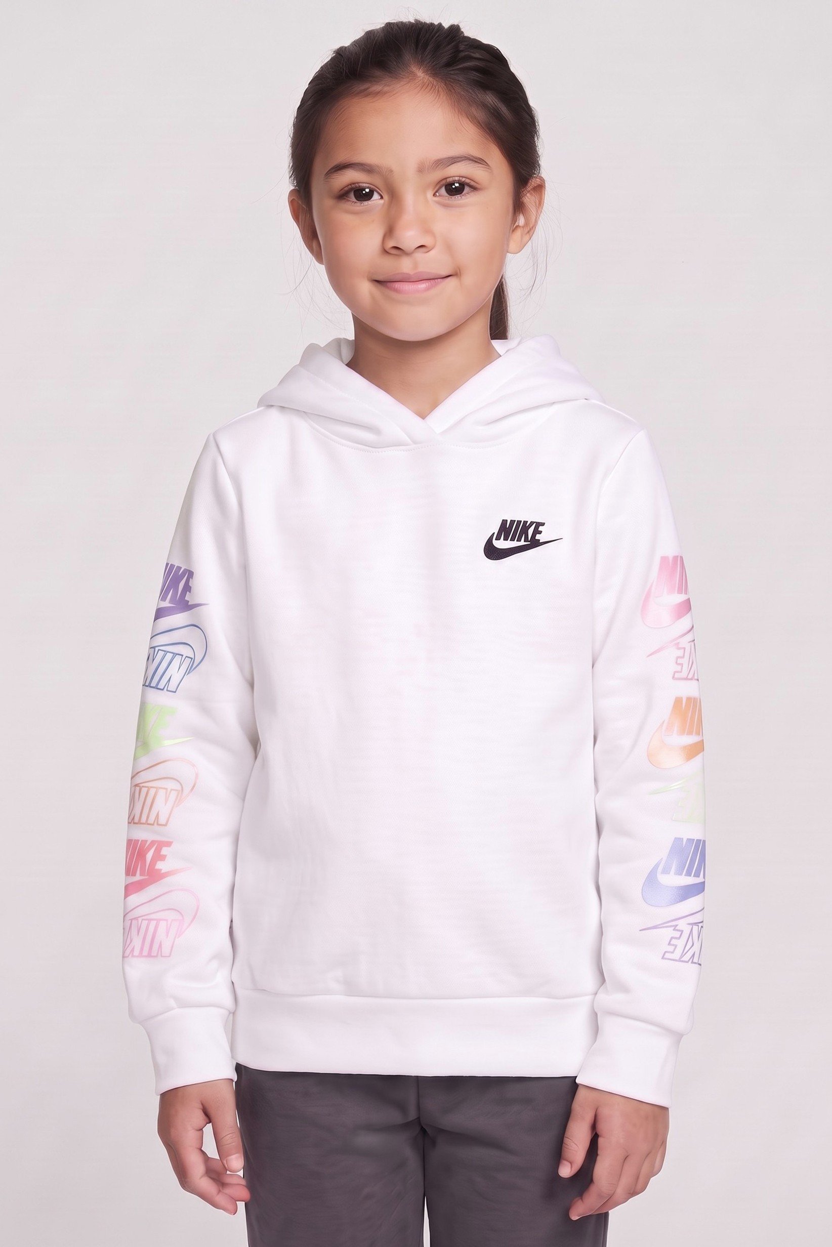 Kids Girl Long Sleeve Outdoor Hoodie, White