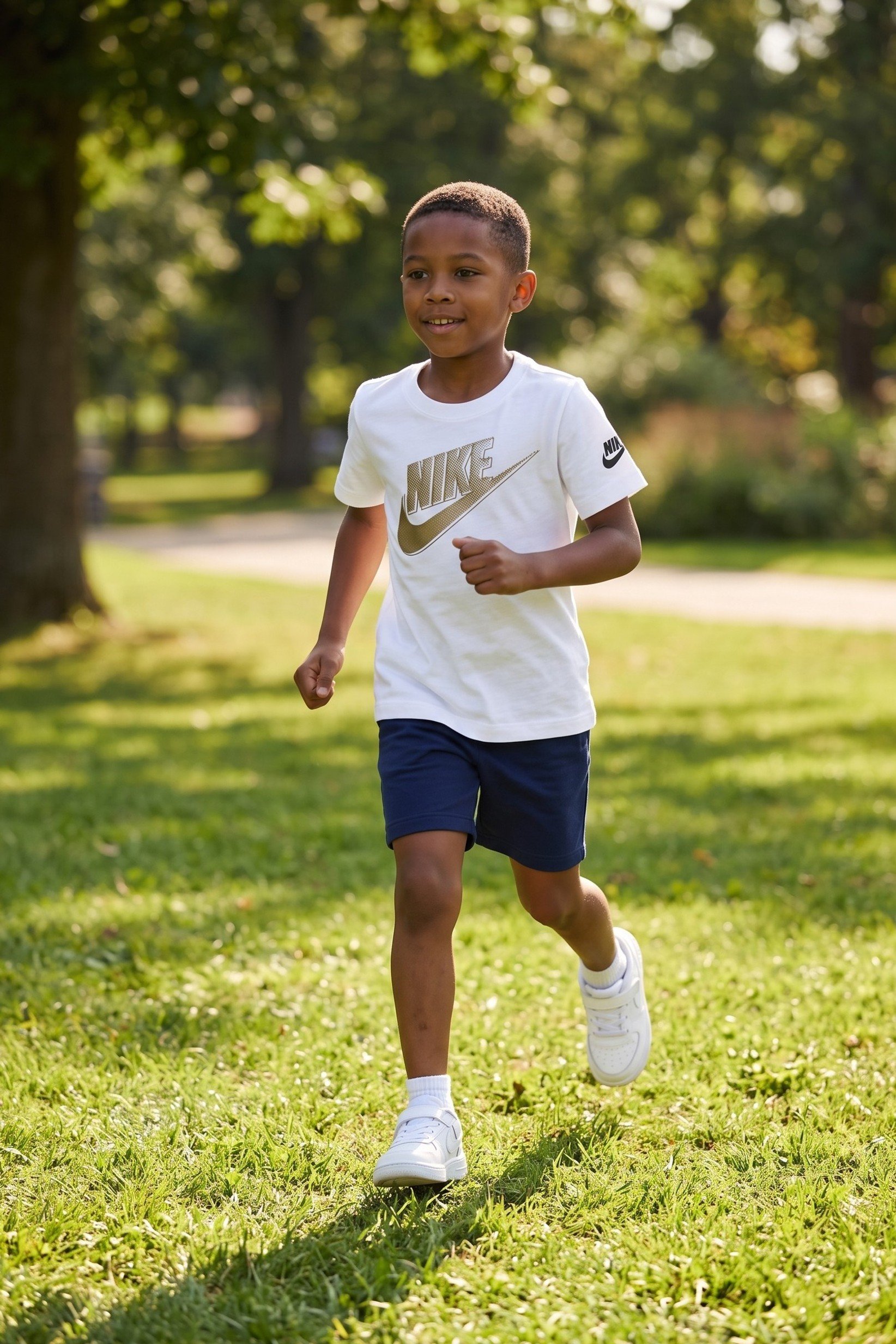 Kids Boy Sportswear Fit Short Sleeve Outdoor T-Shirt, White