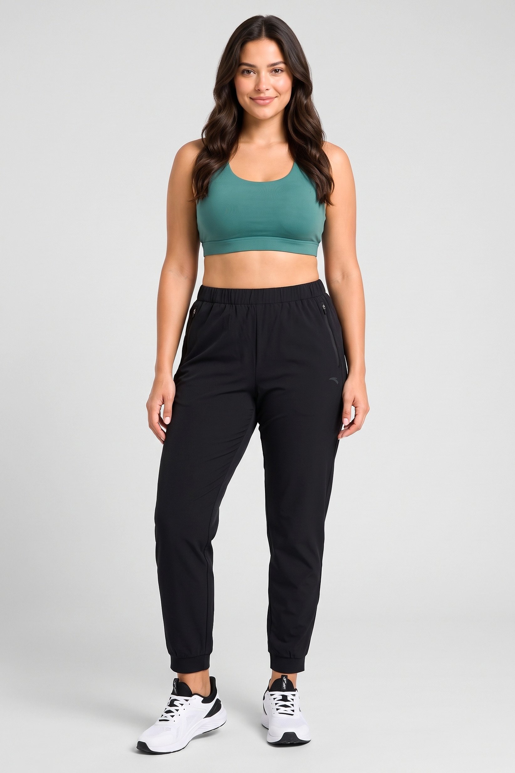 Women Sportswear Fit Drawstring Training Track Pants, Black