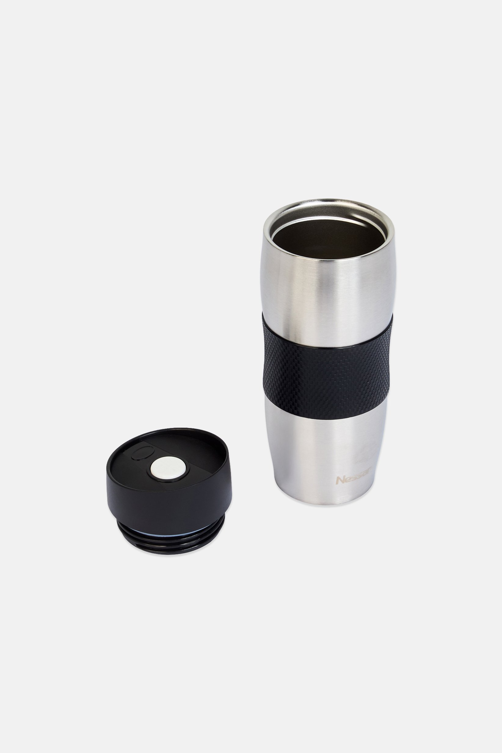 Stainless Steel Travel Mug With Silicone Rubber, Black
