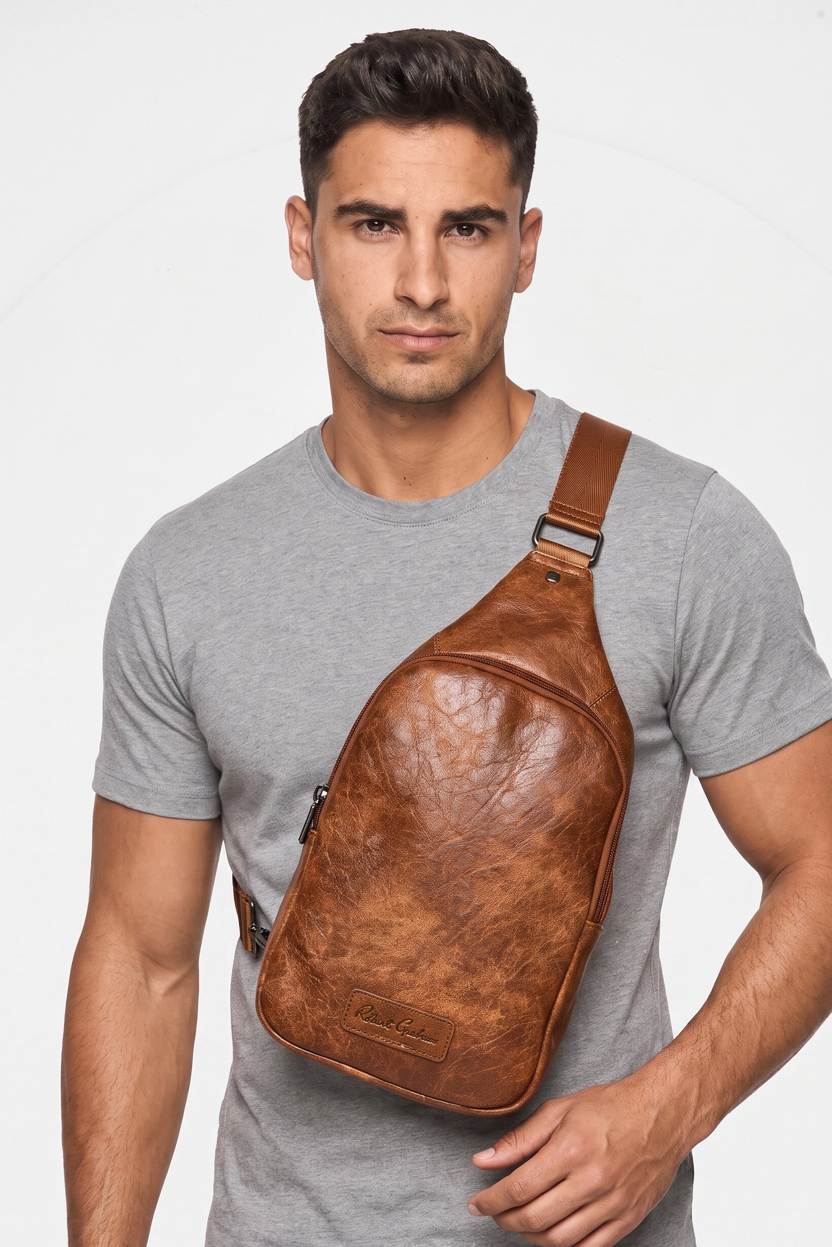 Men Brand Logo Fanny Pack, Brown