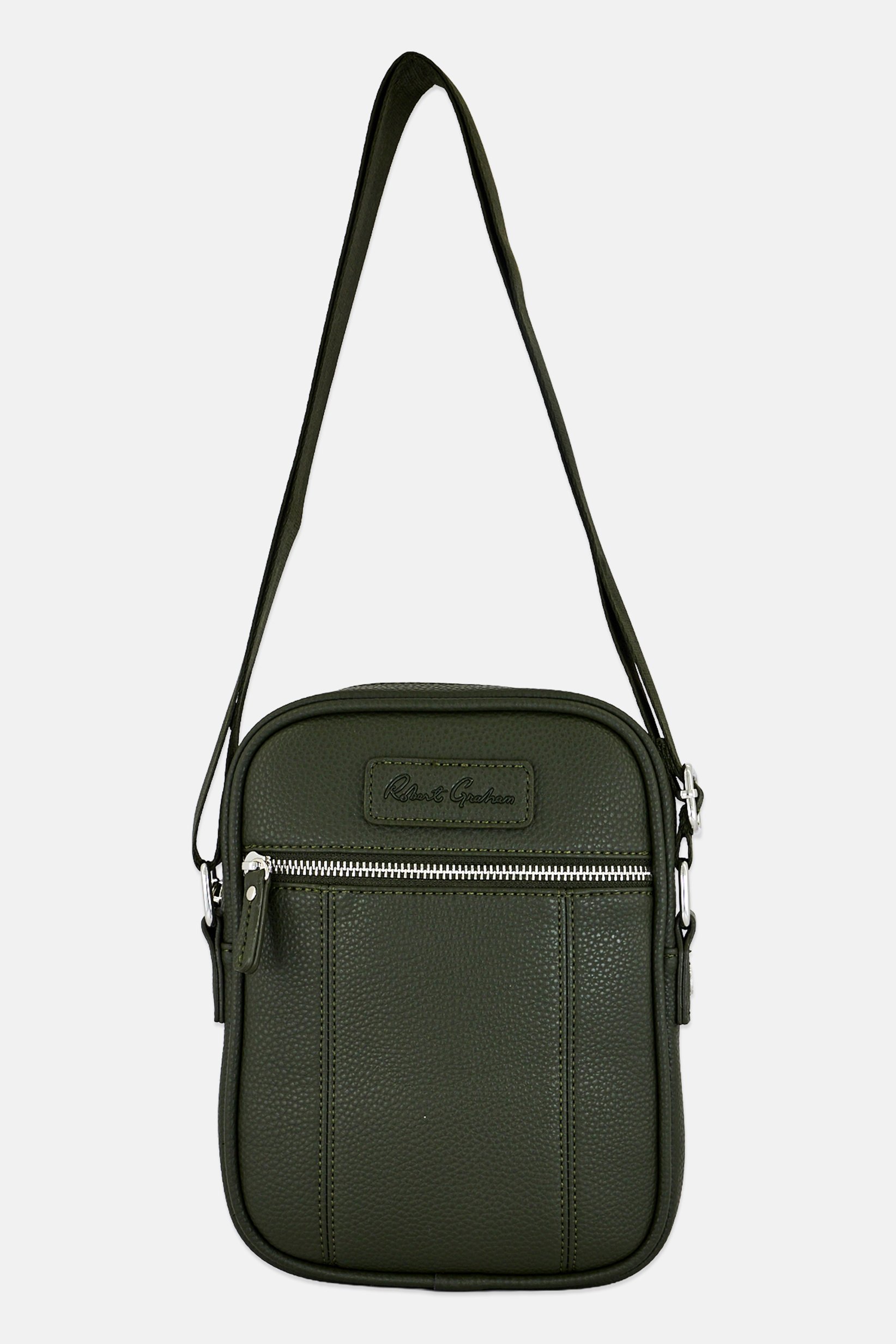 Men Brand Logo Cross Body Bag, Dark Olive