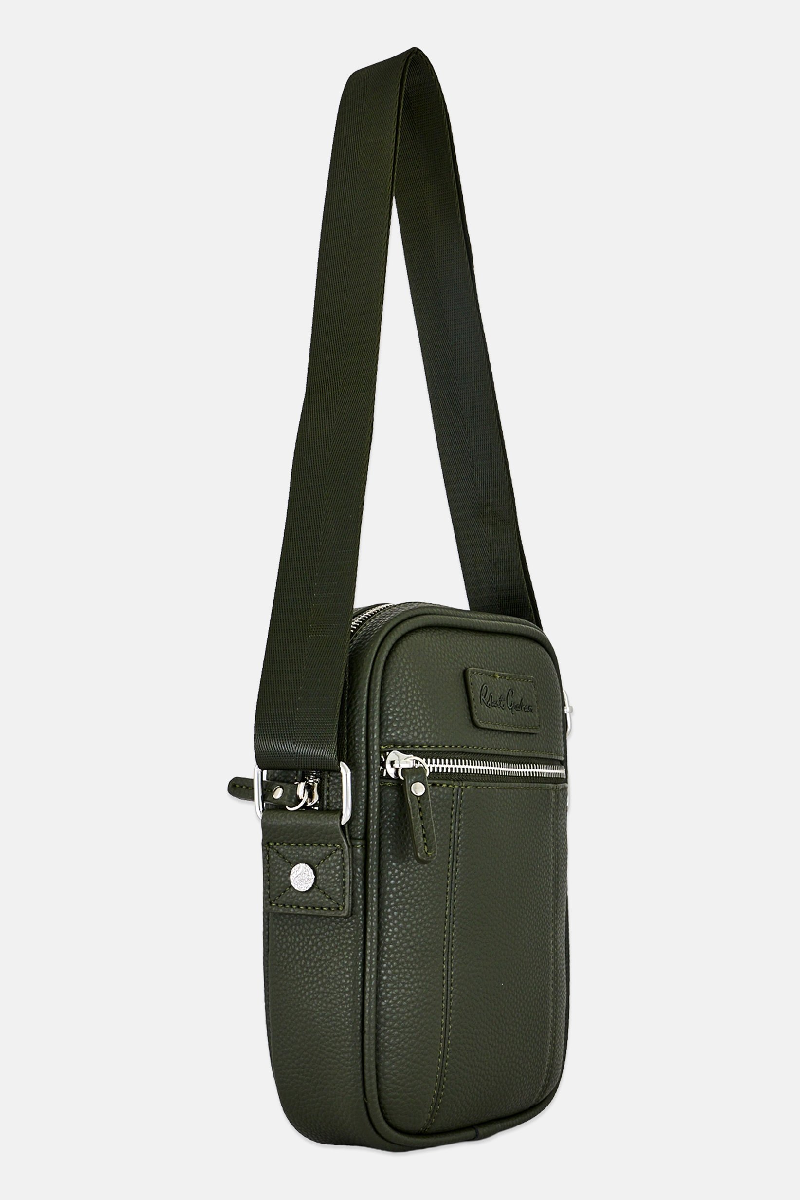 Men Brand Logo Cross Body Bag, Dark Olive
