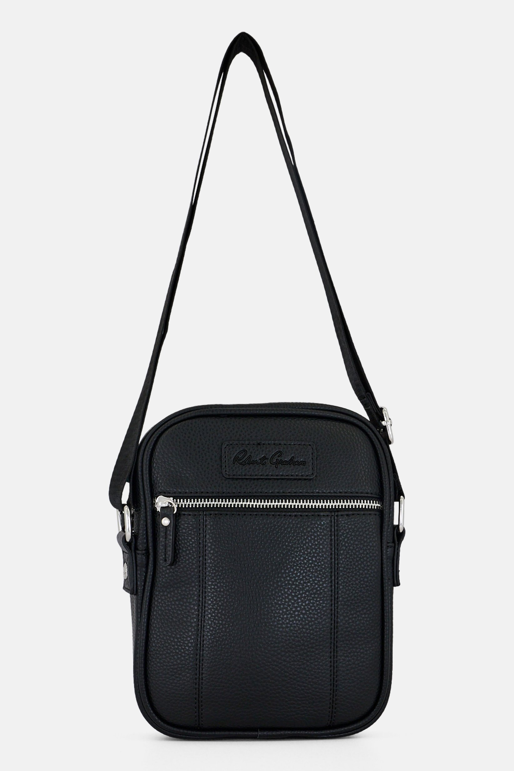 Men Brand Logo Cross Body Bag, Black