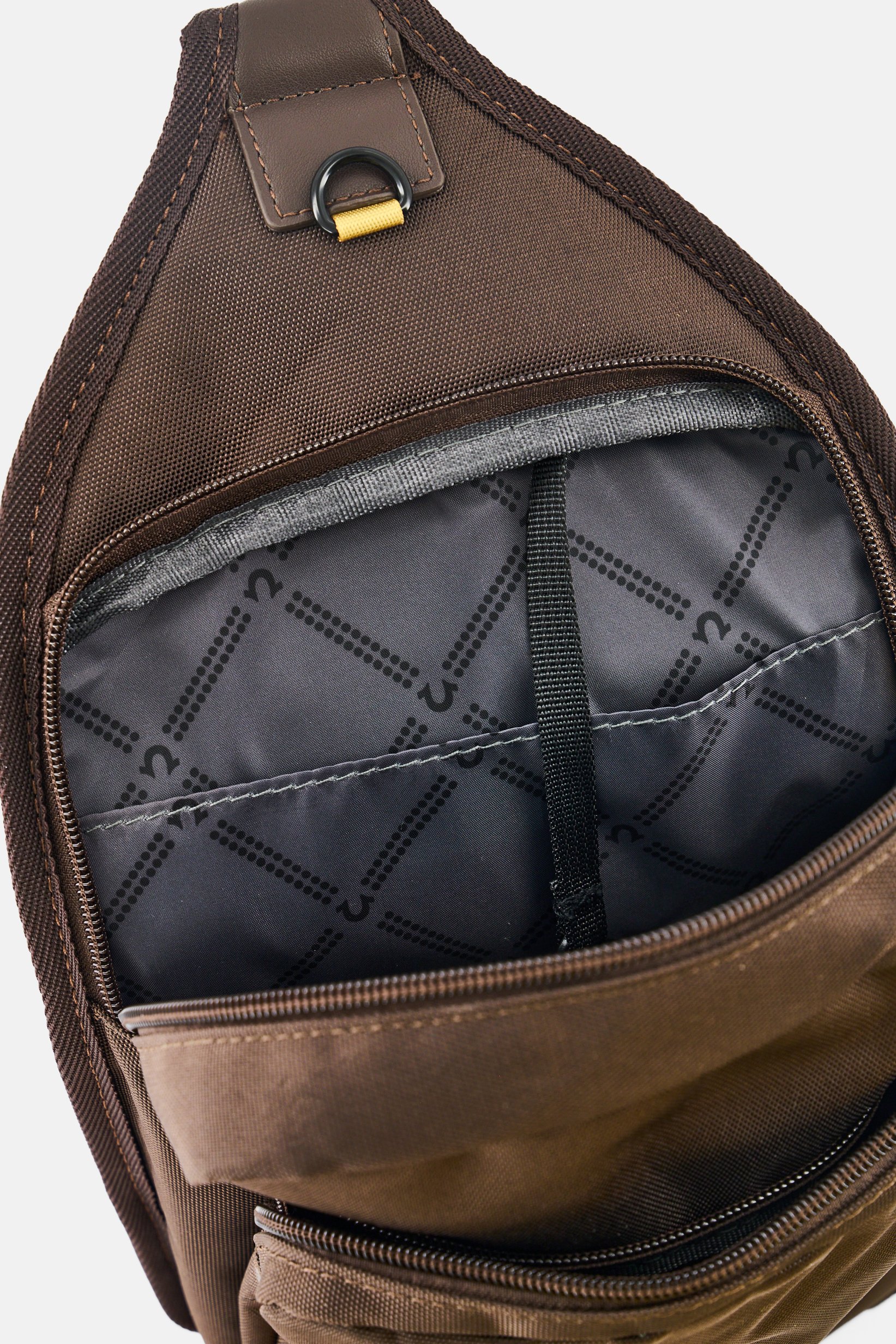 Men Brand Logo Sling Backpack, Brown