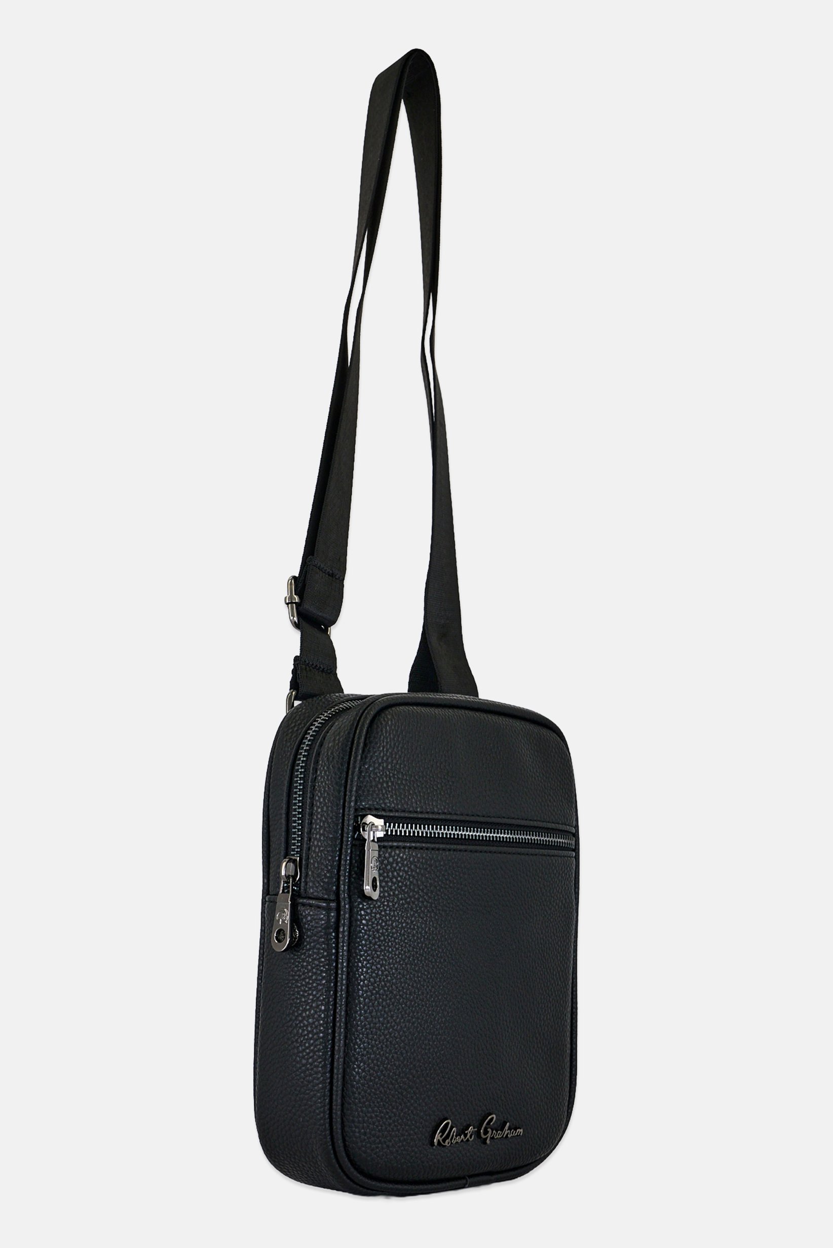 Men Brand Logo Cross Body Bag, Black
