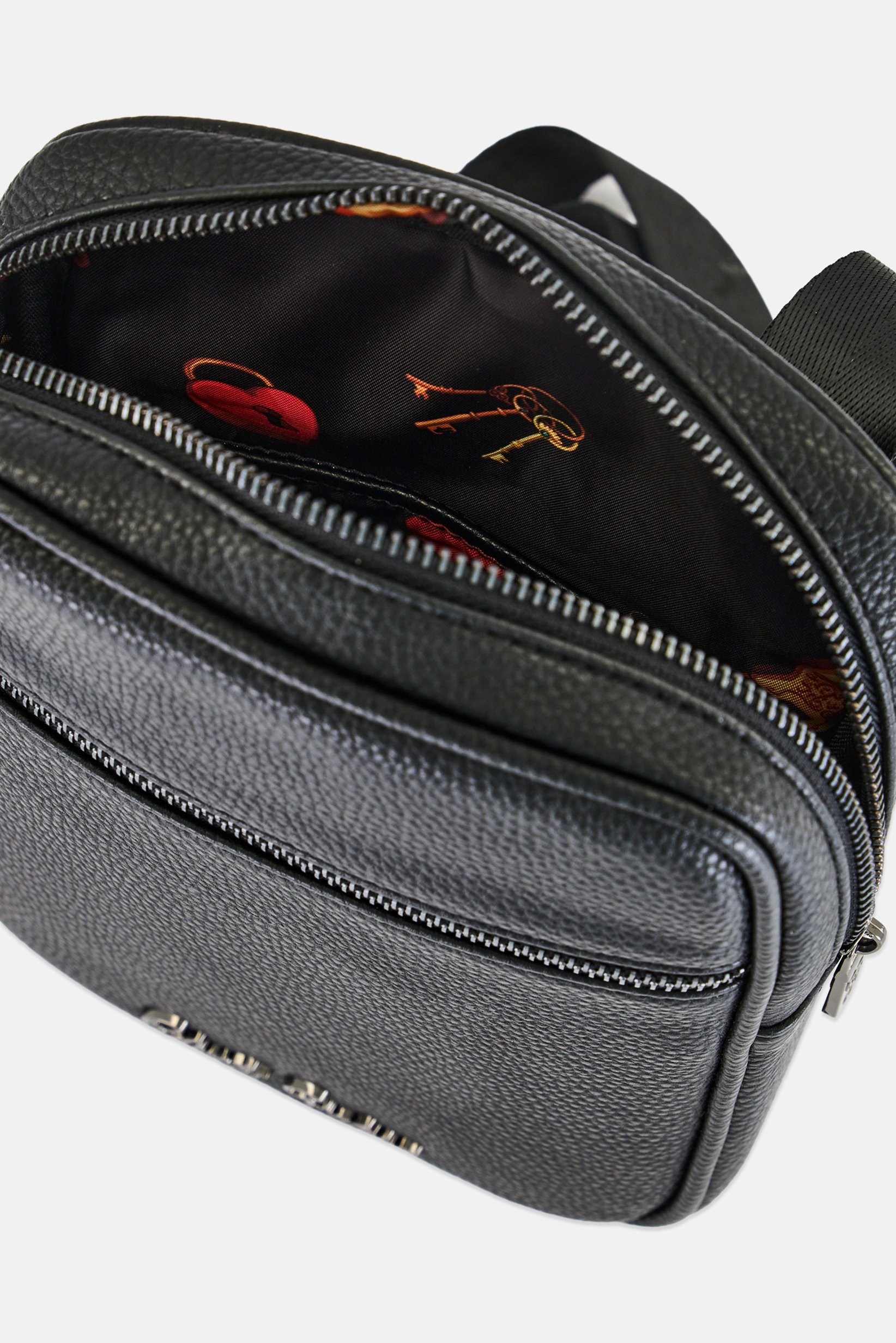 Men Brand Logo Cross Body Bag, Black