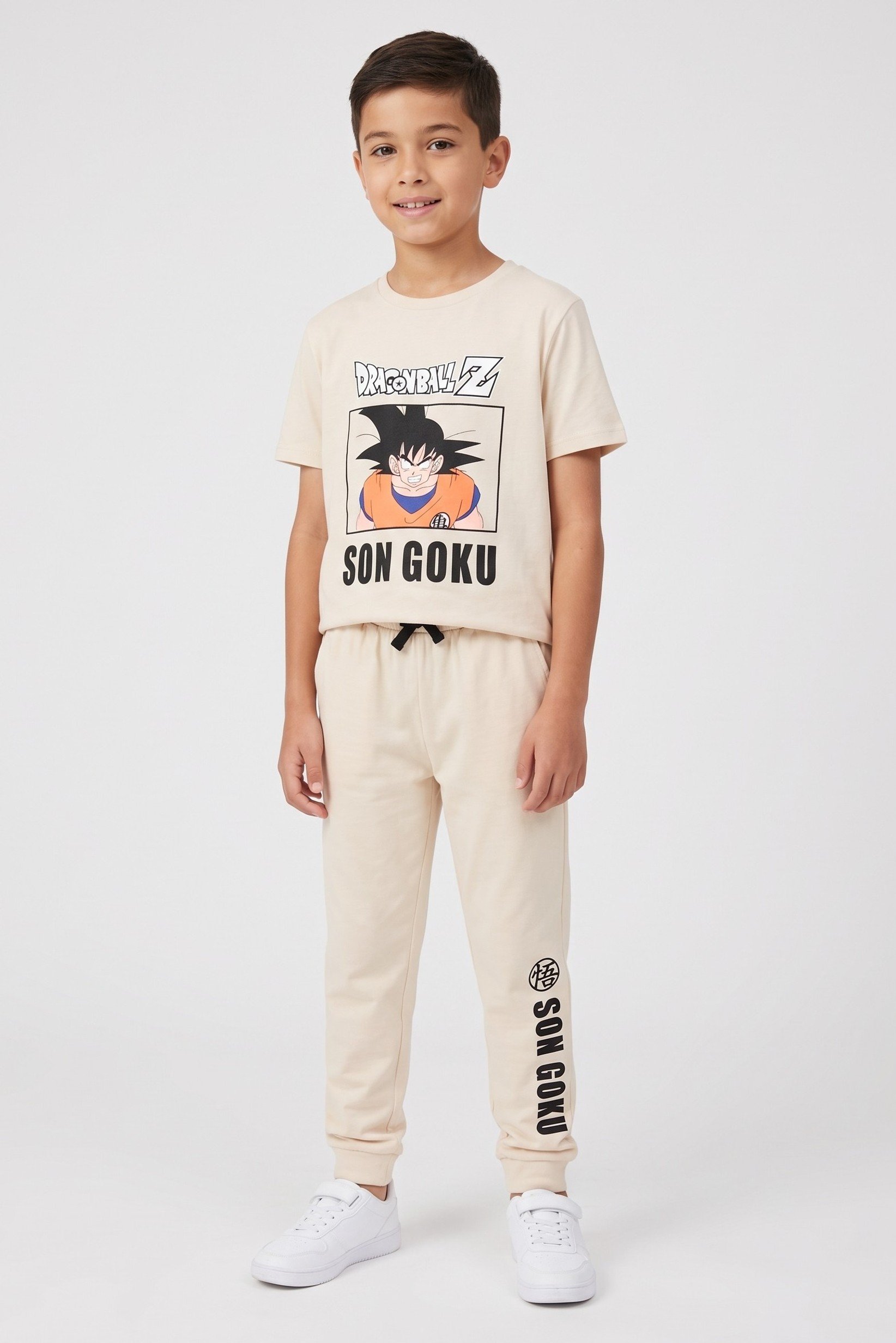 Kids Boy 2Pcs Short Sleeve T-Shirt And Jogger Pants Set, Beige