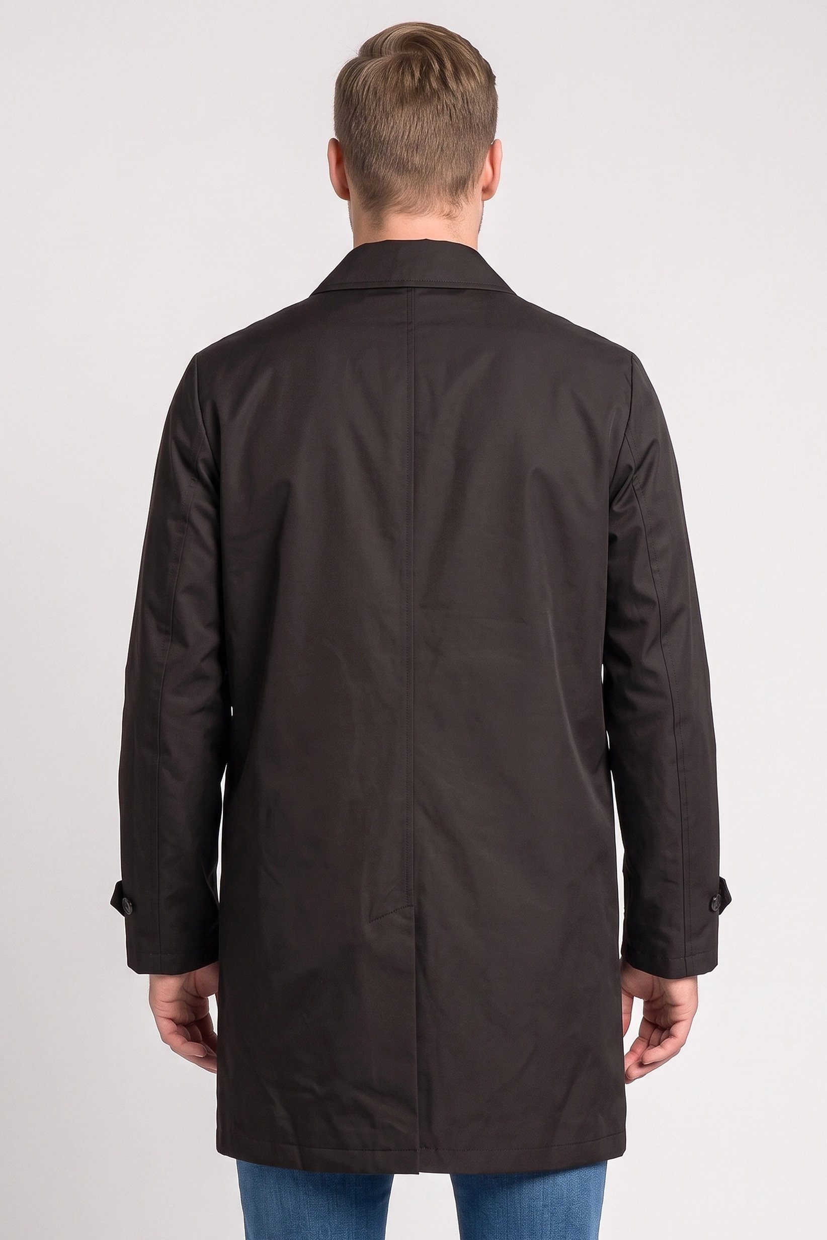Men Solid Raincoat Jacket, Black