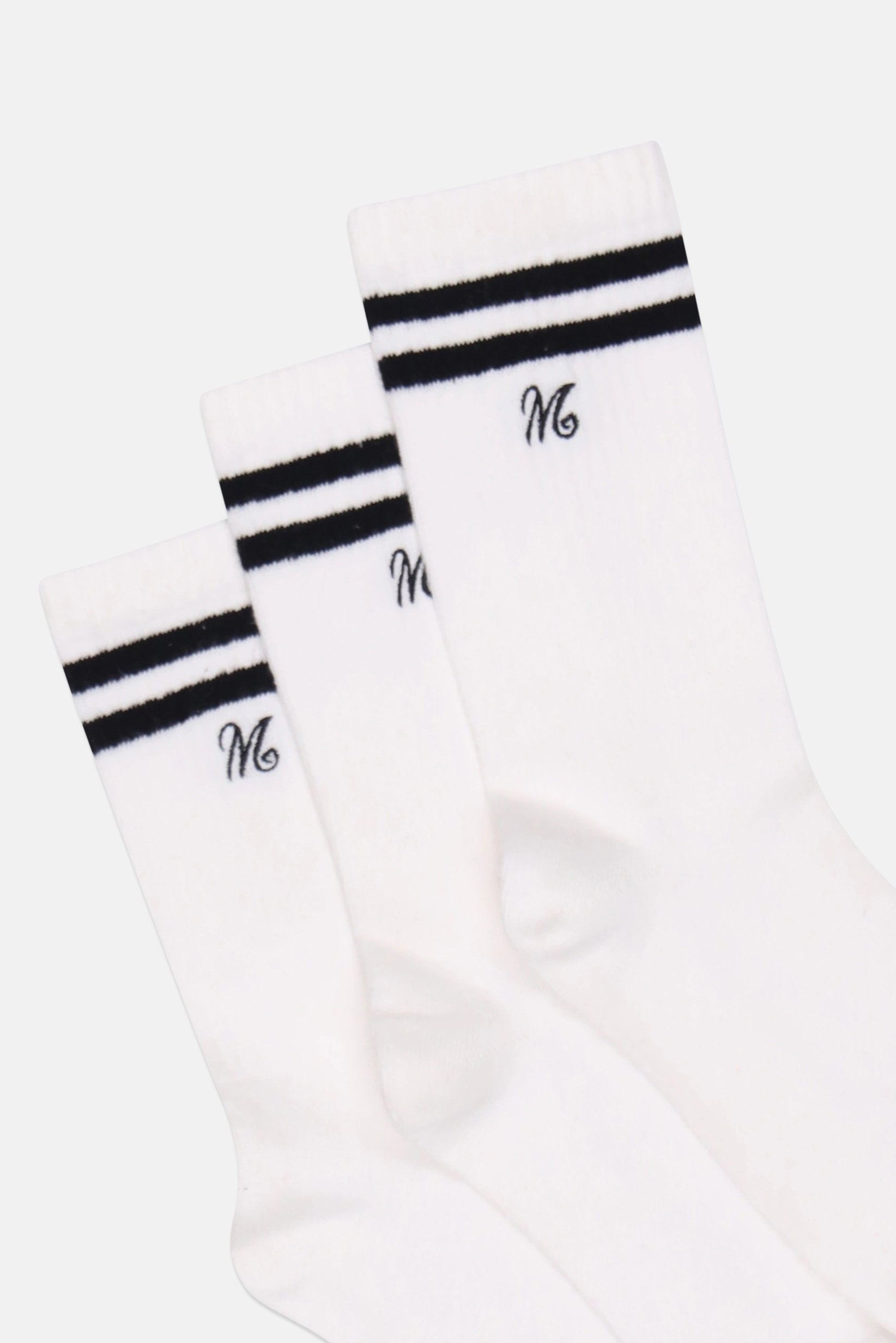 Women 3 Pairs Embroidered Logo Crew Socks, White