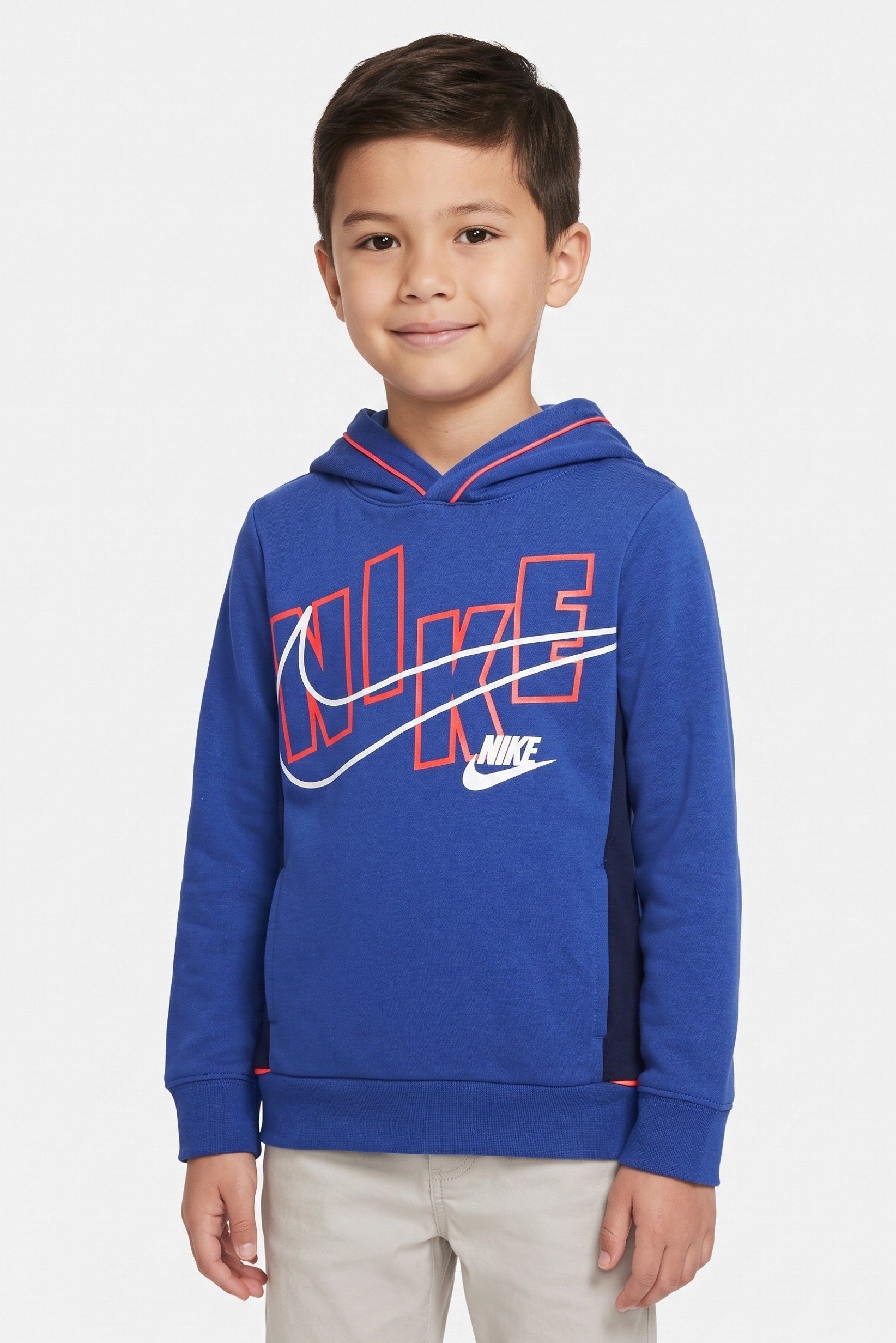 Kids Boy Sportswear Fit Long Sleeve Outdoor Hoodie, Blue