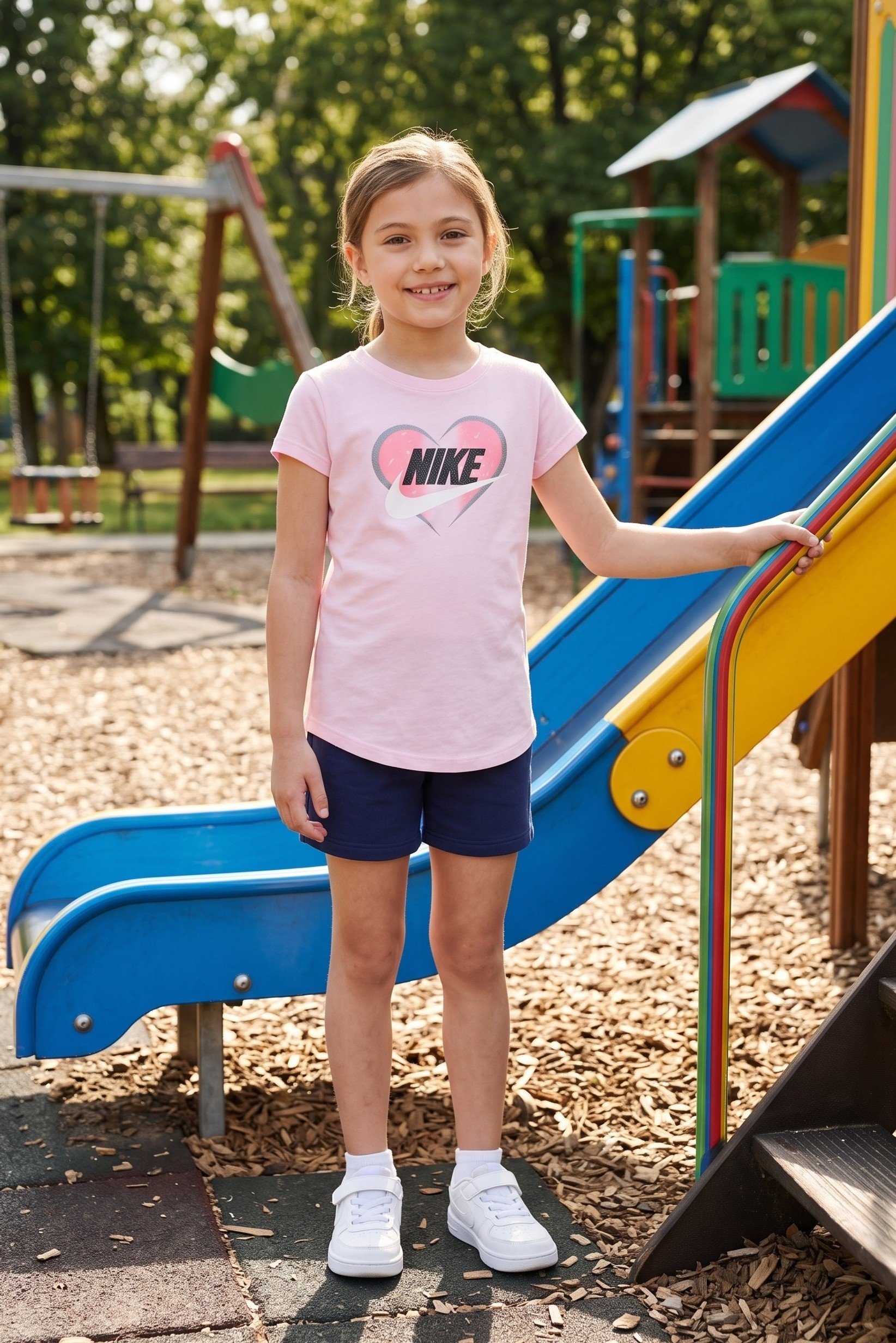 Toddlers Girl Brand Logo Short Sleeve Top, Pink