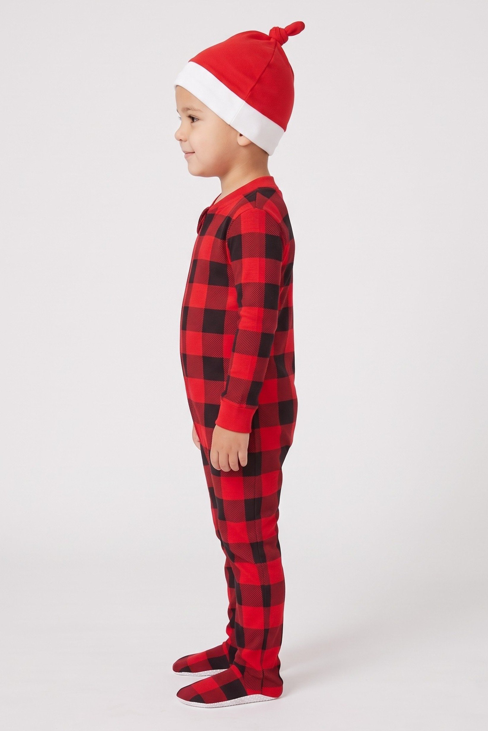 Toddlers Boy 2 Pcs Checkered Long Sleeve Bodysuit And Beanie, Multicolor