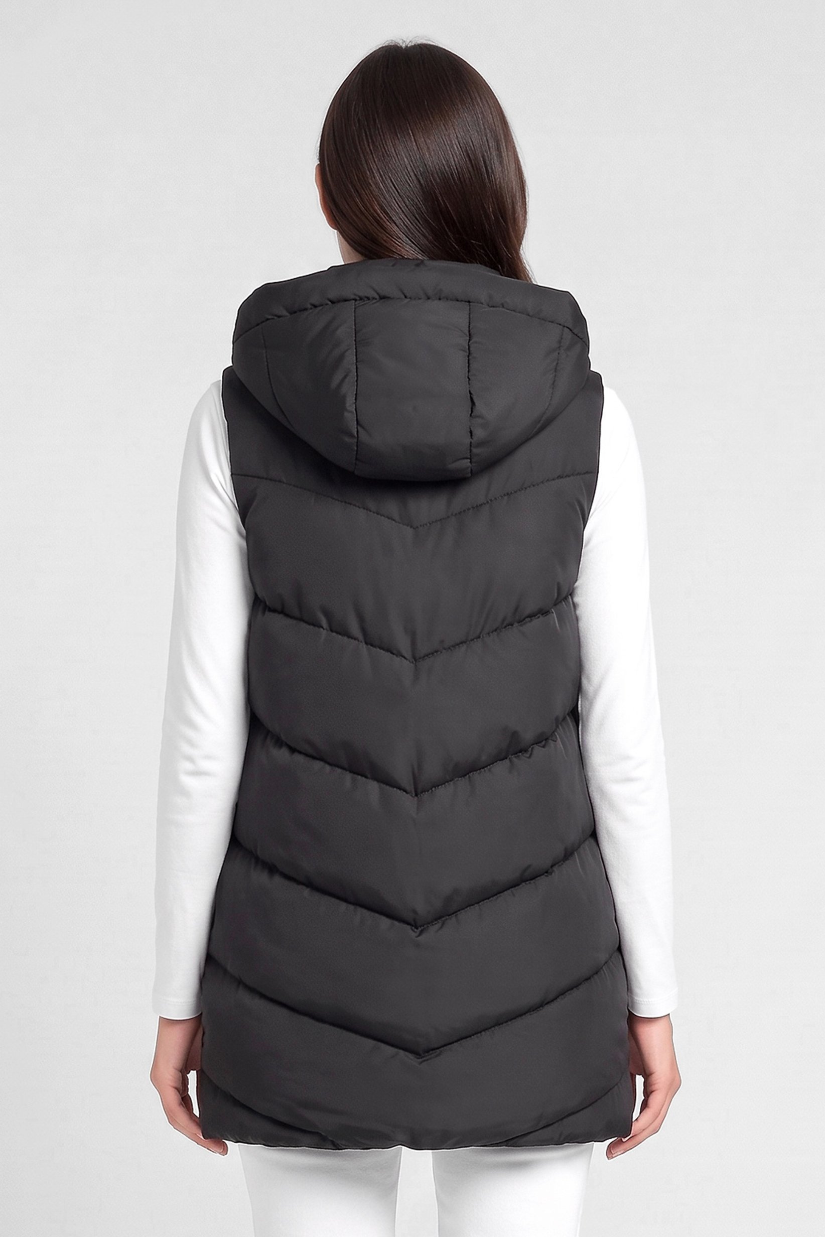 Women Quilted Puffer Vest Jacket, Black