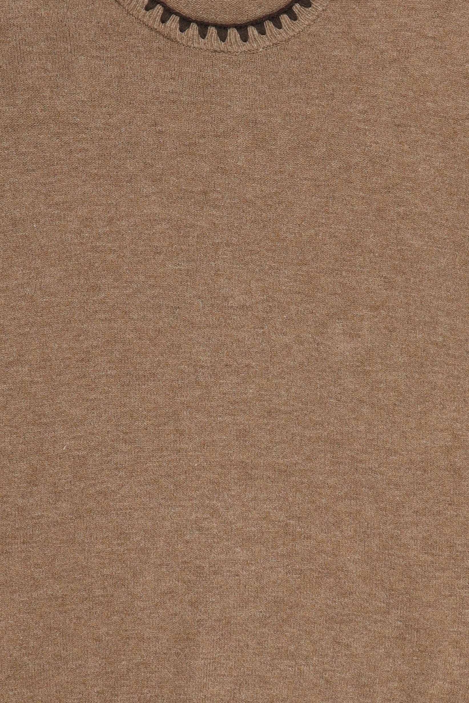 Women Crew Neck Plain Sweater, Brown