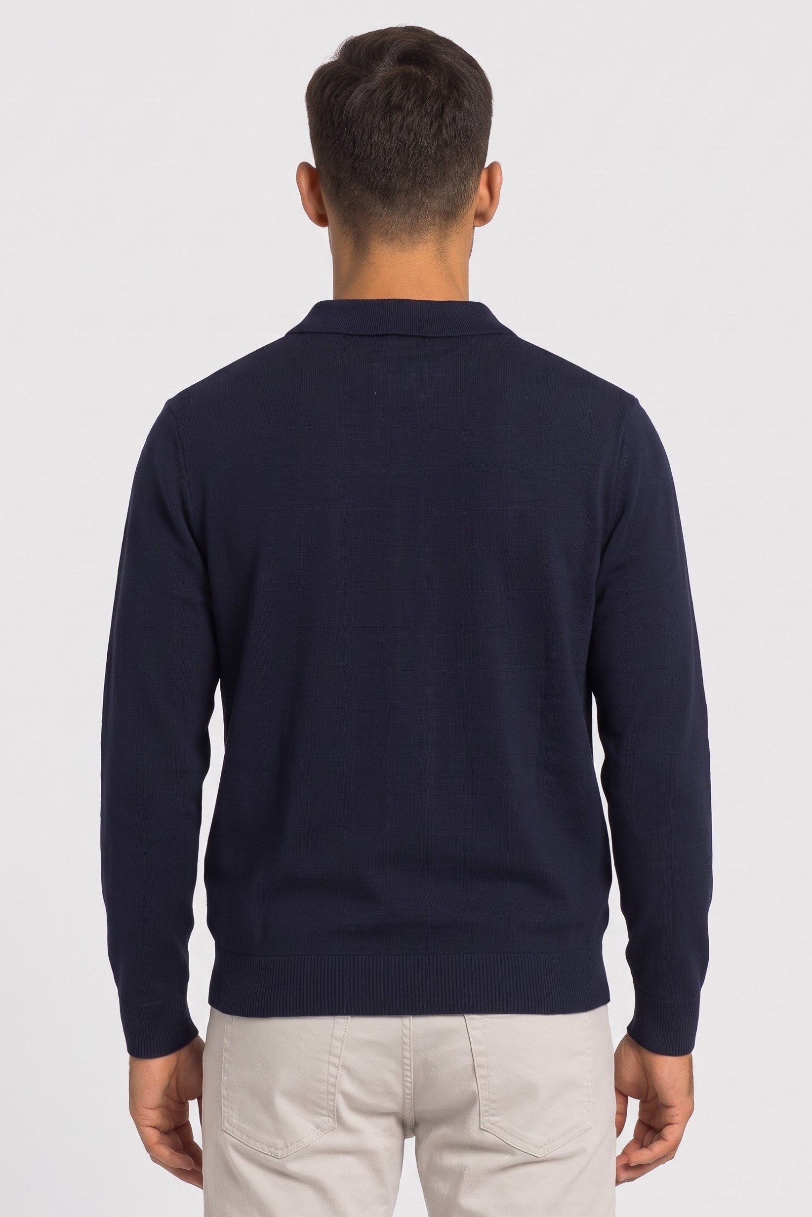Men Long Sleeve Knitted Full Zip Cardigans, Navy