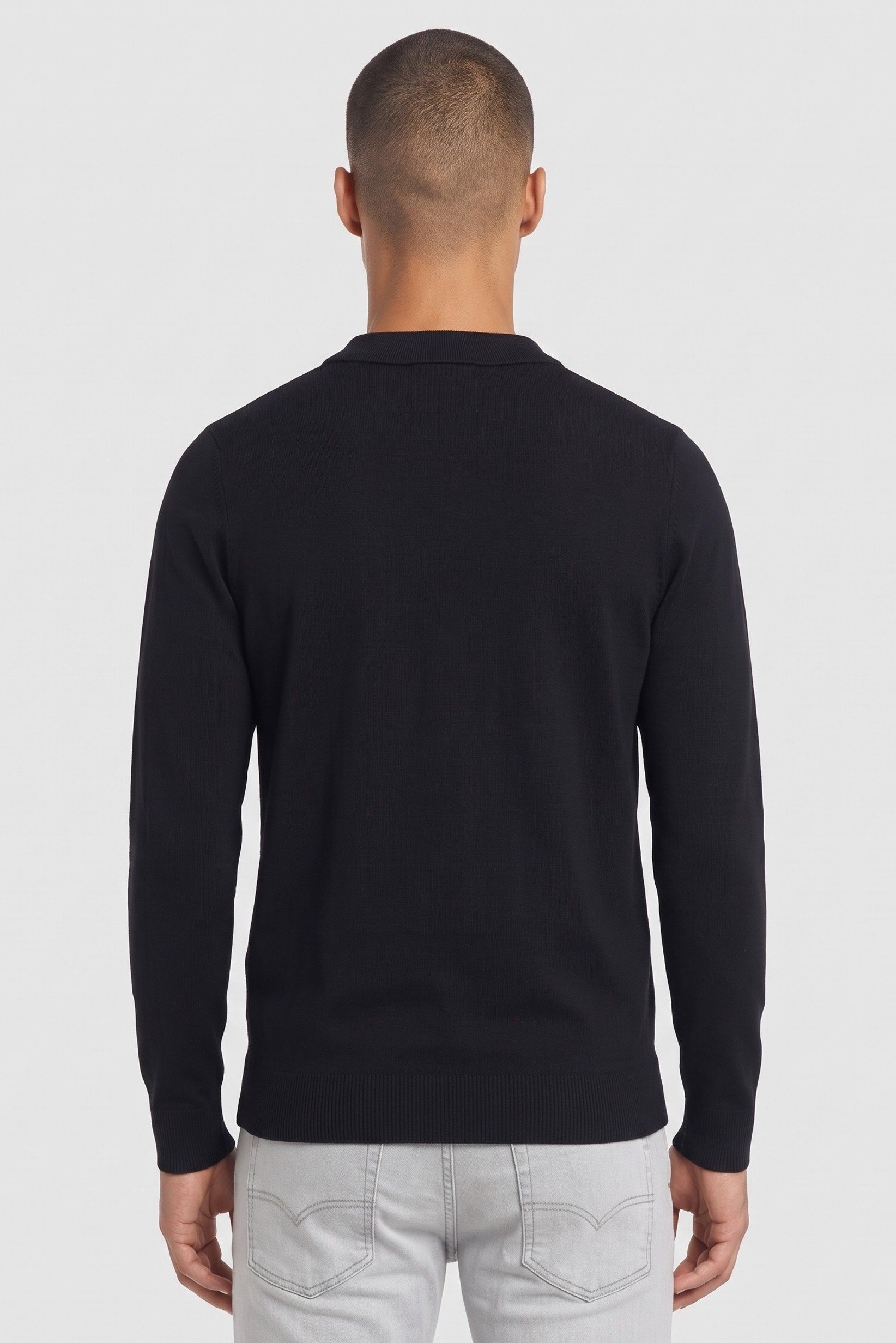 Men Spread Collar Solid Cardigan, Black