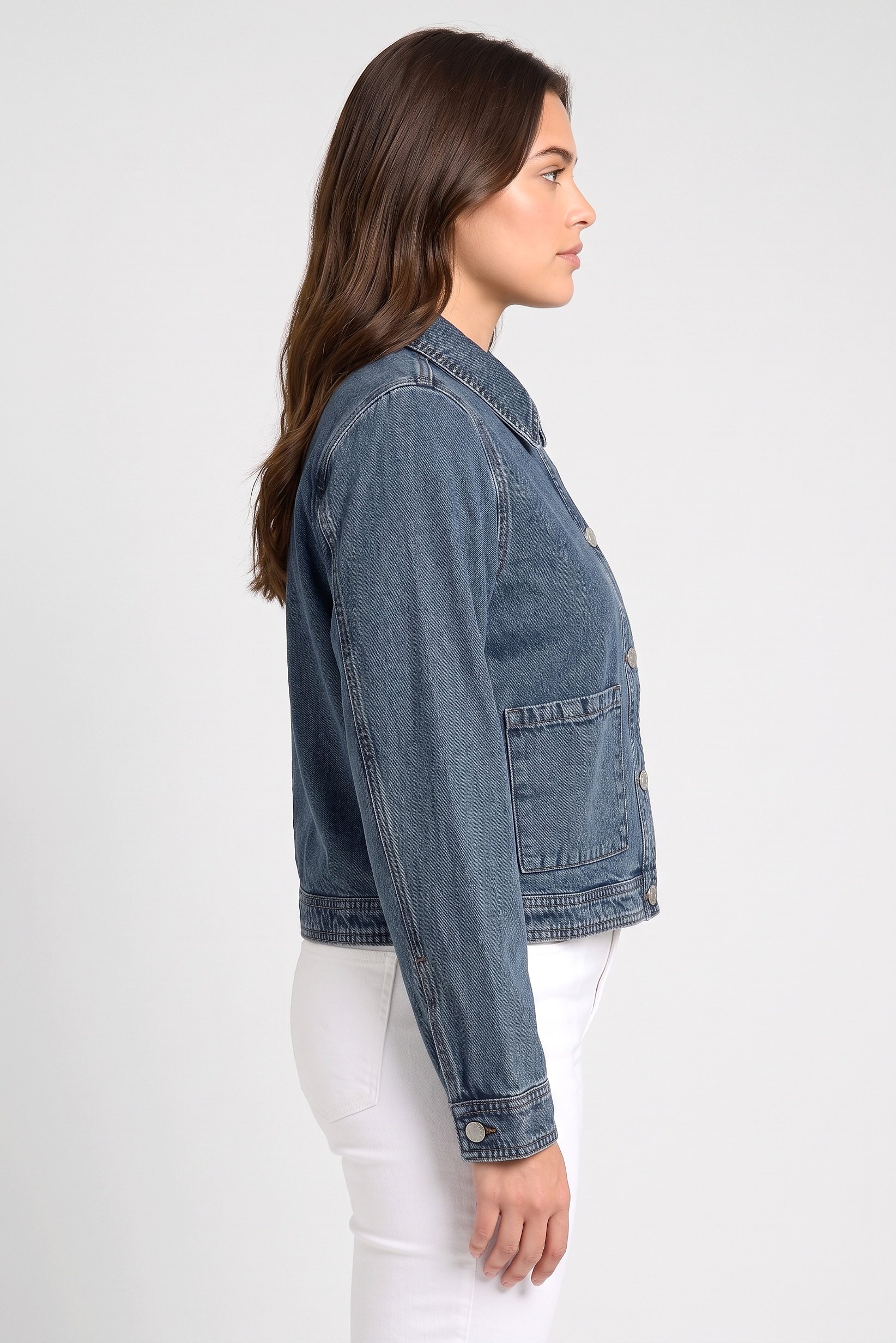 Women Washed Denim Jackets, Blue