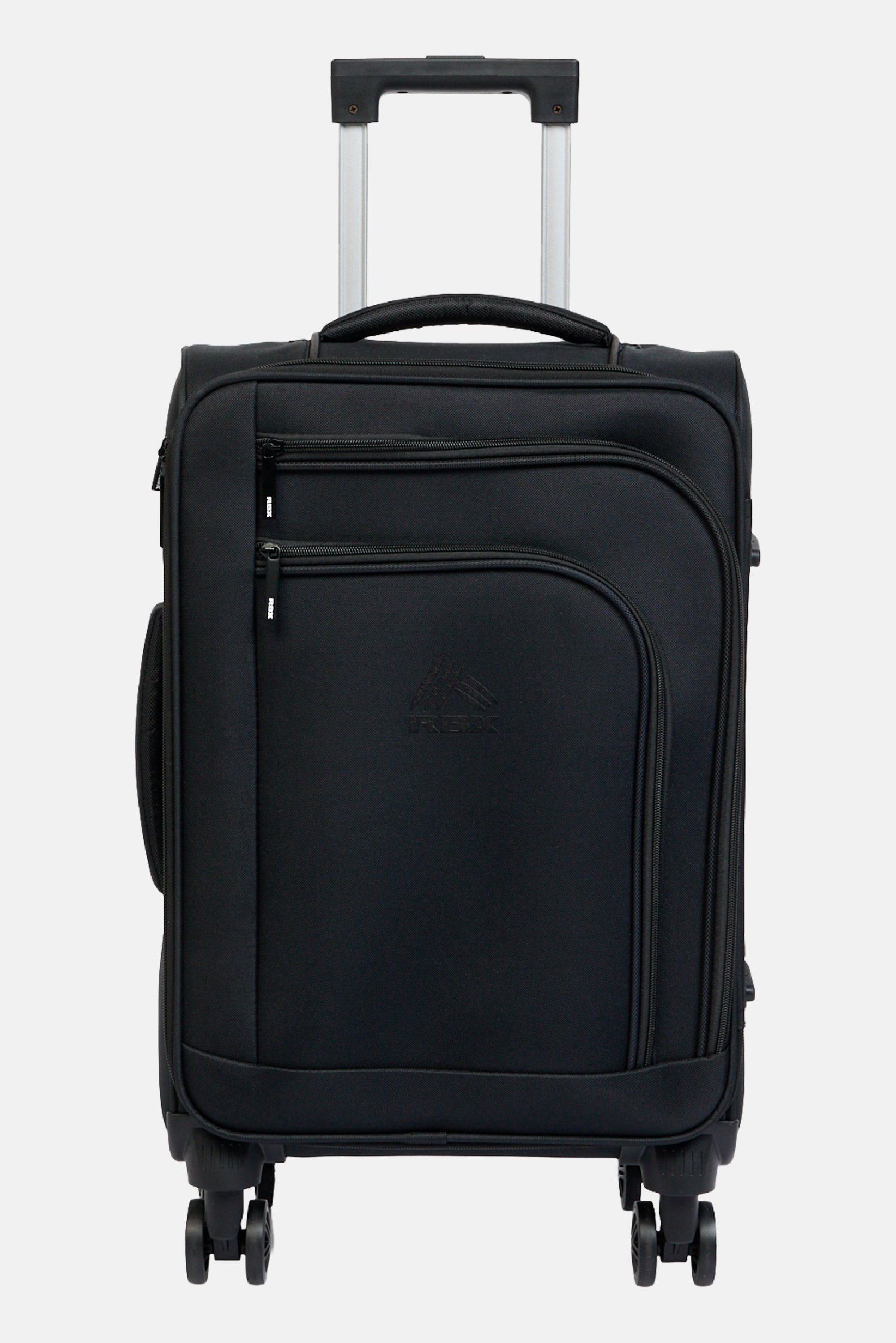 20 Inch Brand Logo Soft Shell Luggage, Black