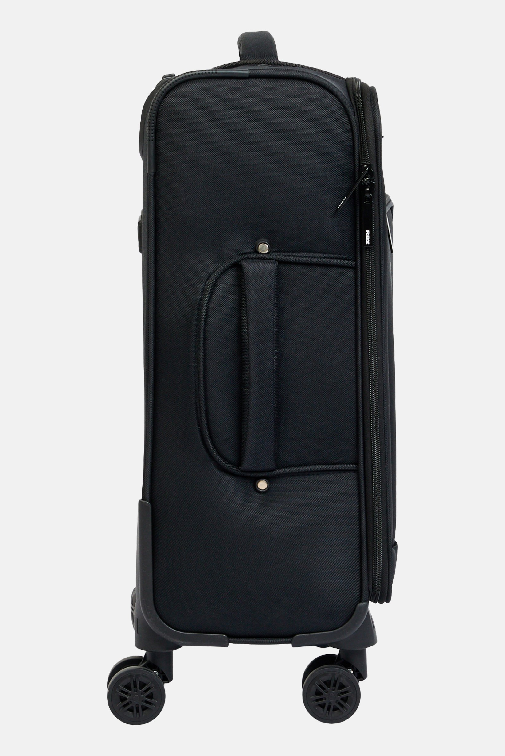 20 Inch Brand Logo Soft Shell Luggage, Black