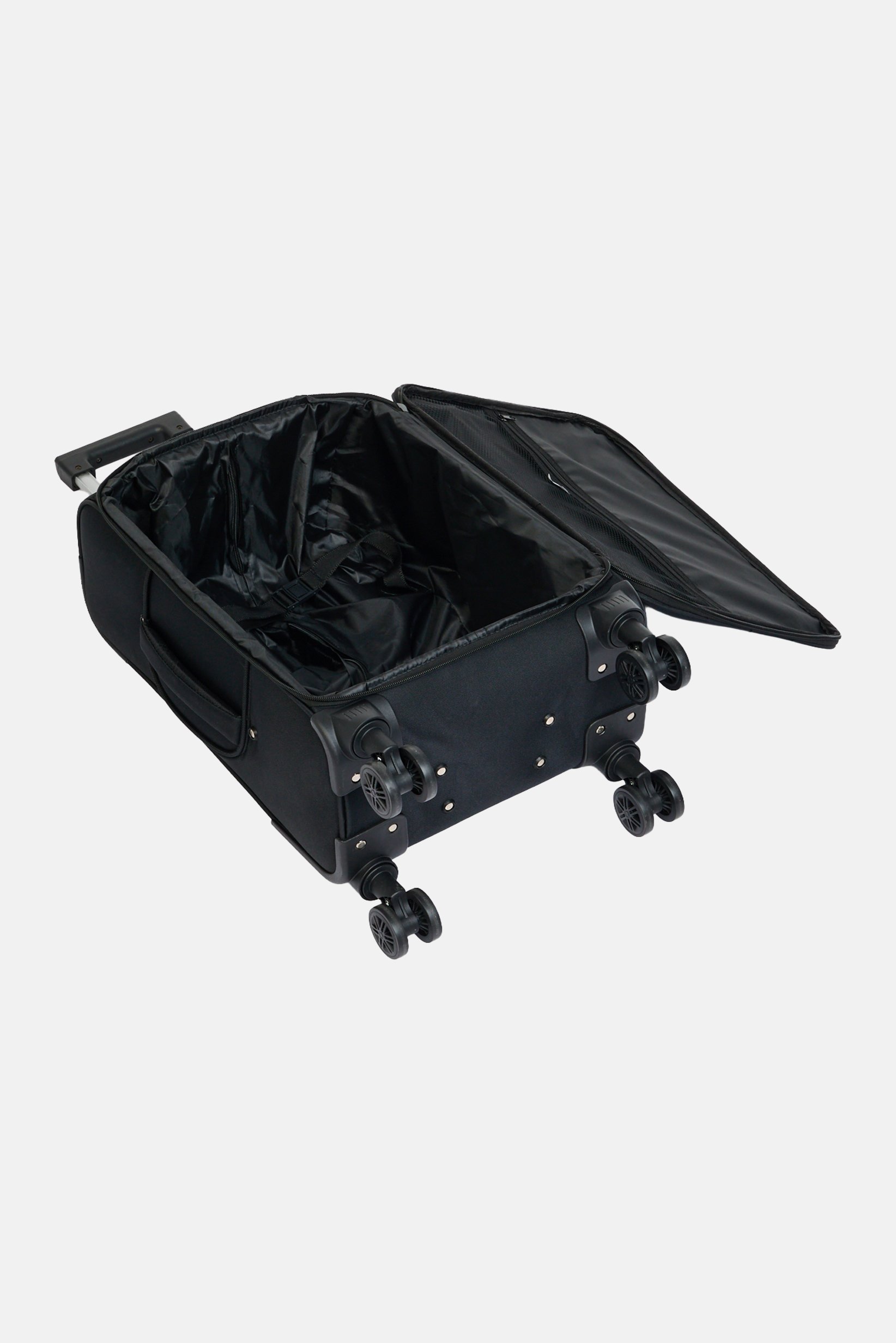 20 Inch Brand Logo Soft Shell Luggage, Black
