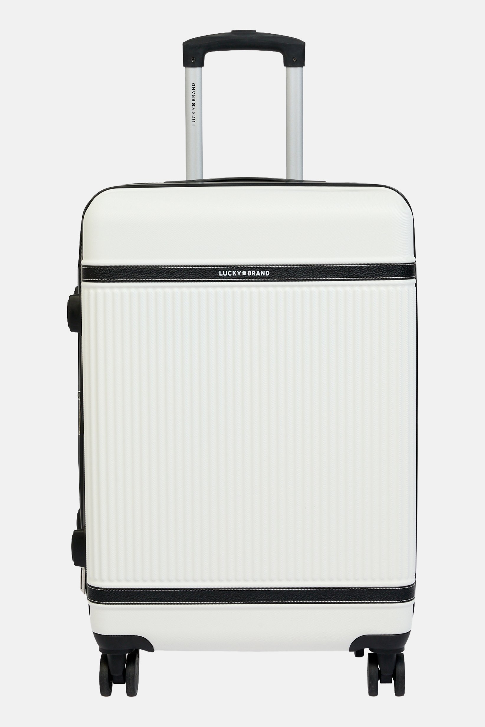 24 Inch Hardshell Zippered Pocket Expandable Luggage, White