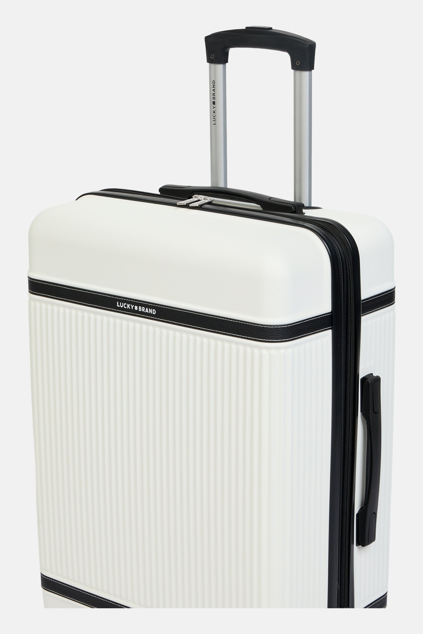 24 Inch Hardshell Zippered Pocket Expandable Luggage, White