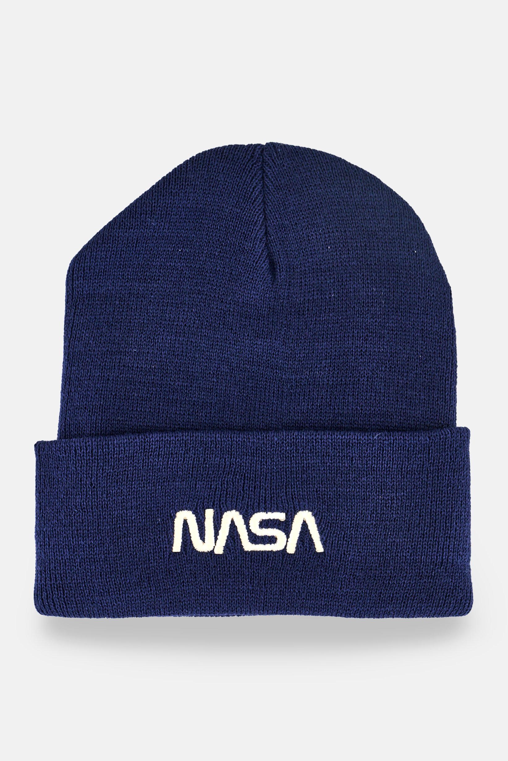 Men Embroidered Beanie Hat, Navy