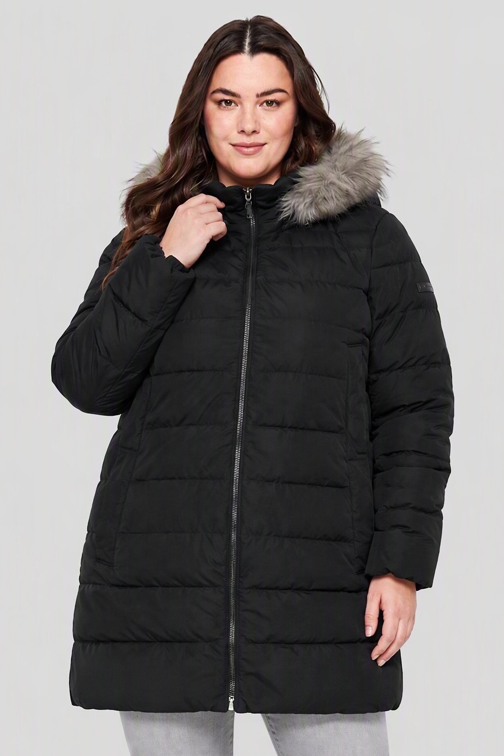 Women Plus Size Quilted Puffer Jacket, Black