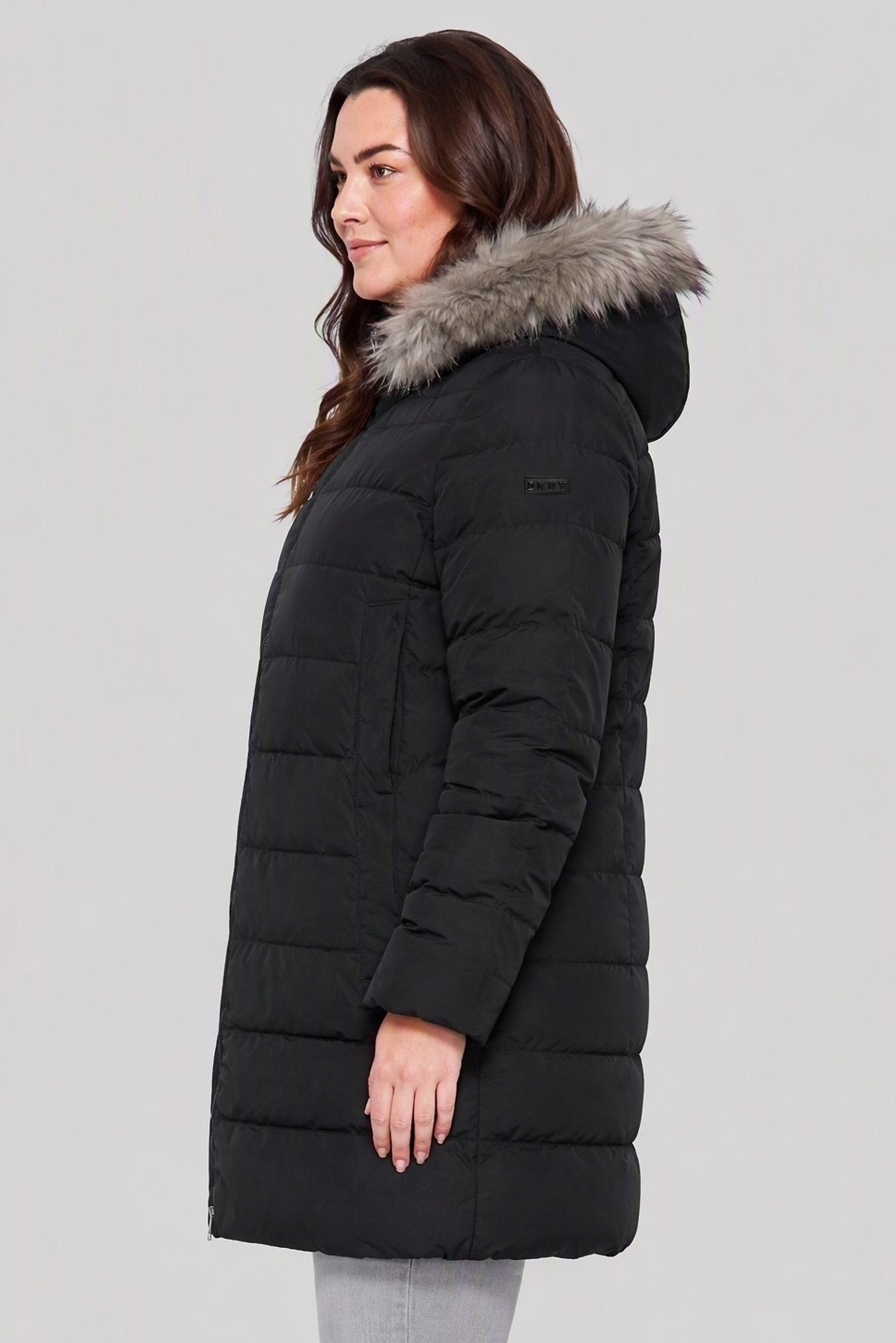 Women Plus Size Quilted Puffer Jacket, Black