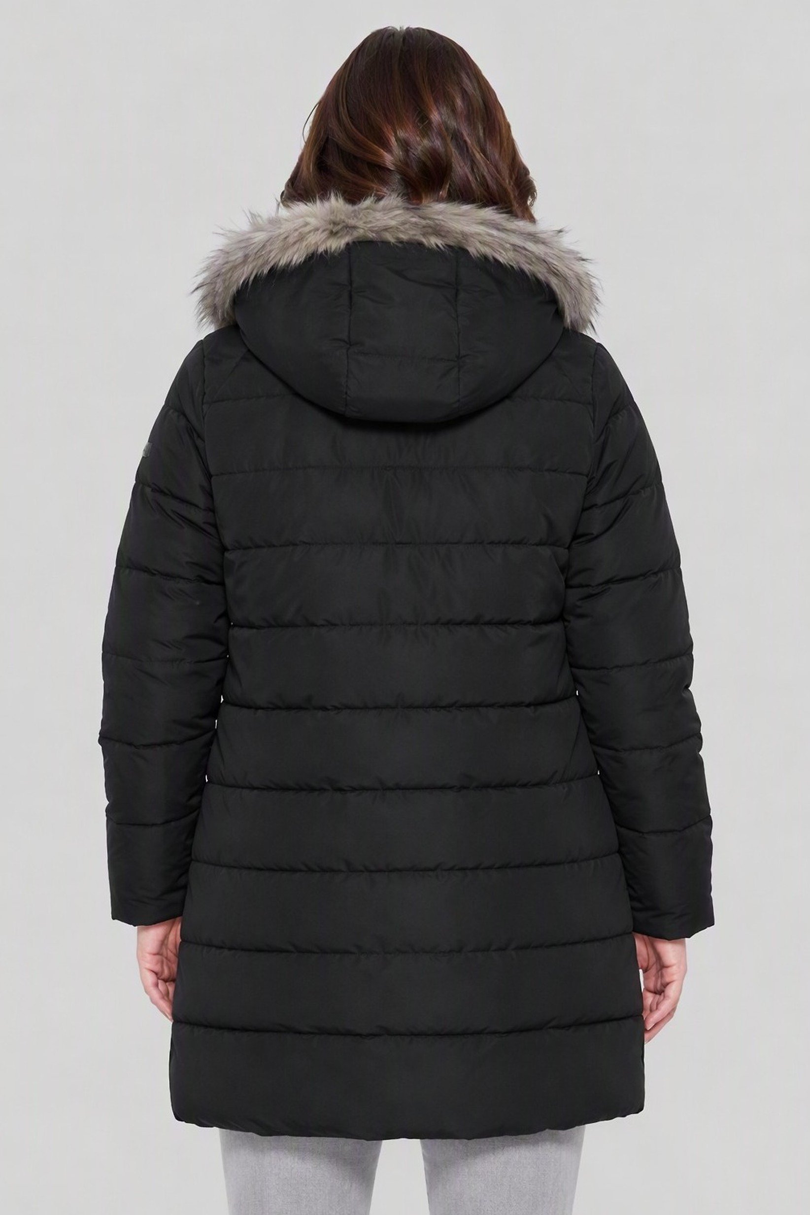 Women Plus Size Quilted Puffer Jacket, Black