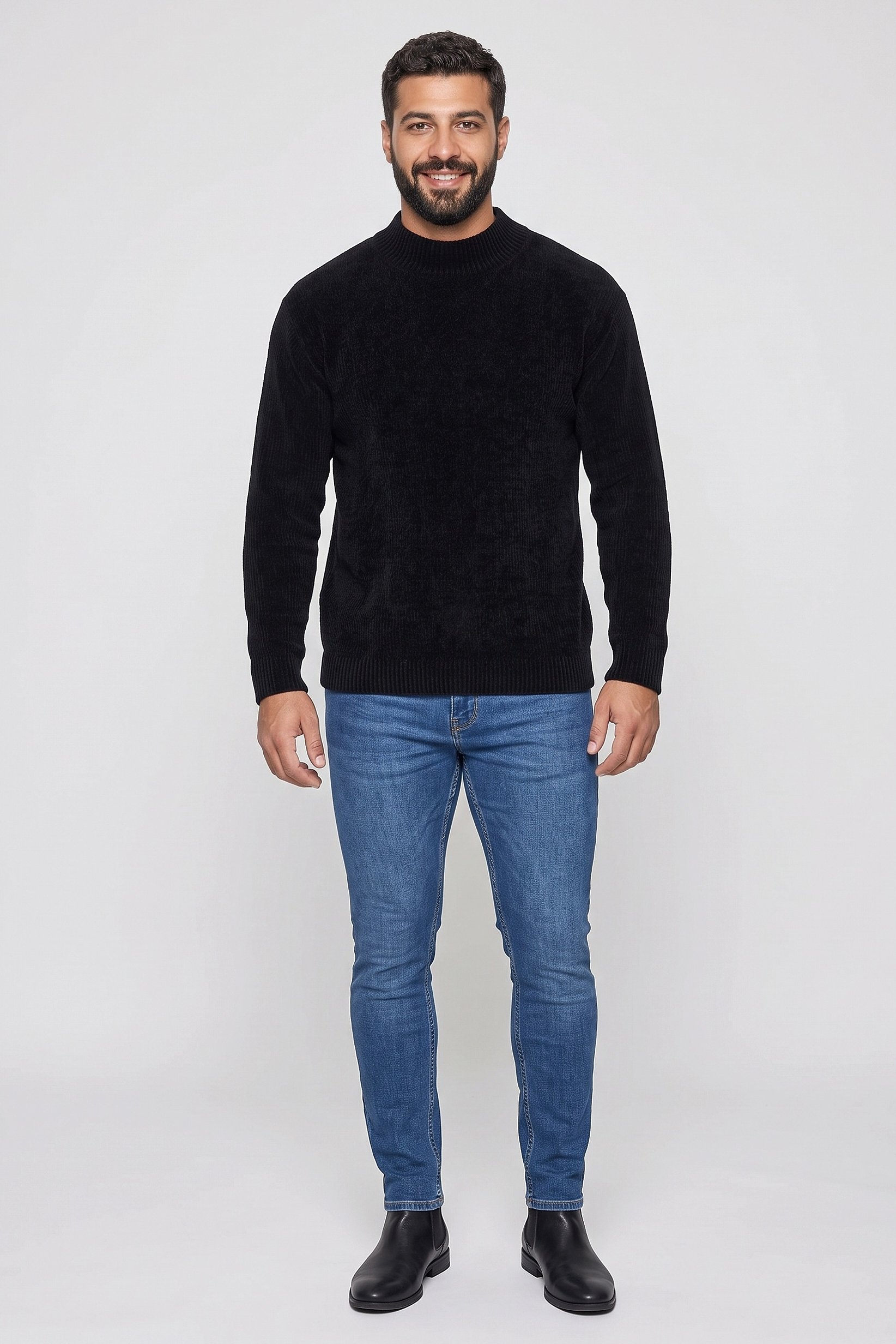 Emporio Armani Men Mock Neck Long Sleeve Sweater, Navy Blue