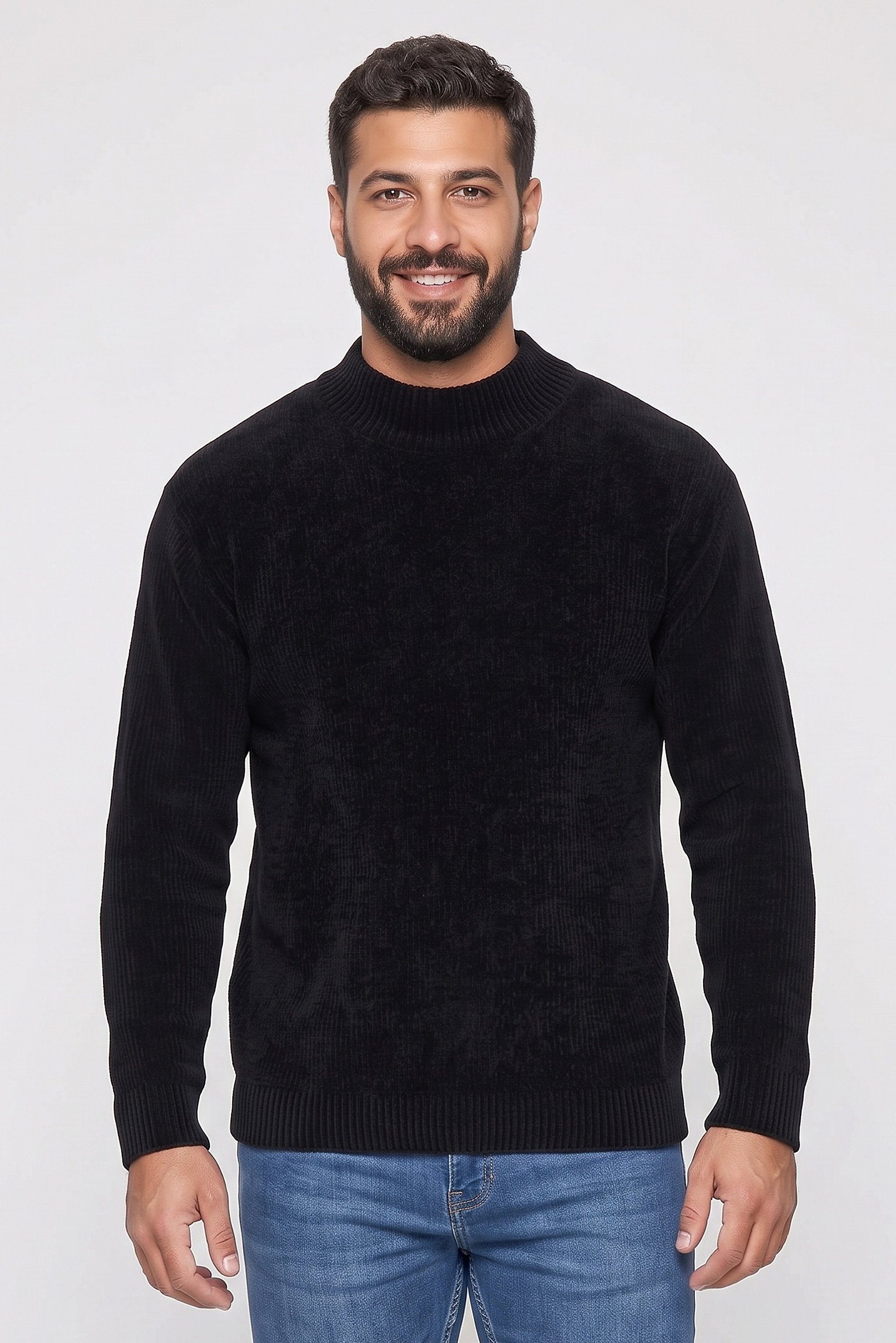 Emporio Armani Men Mock Neck Long Sleeve Sweater, Navy Blue