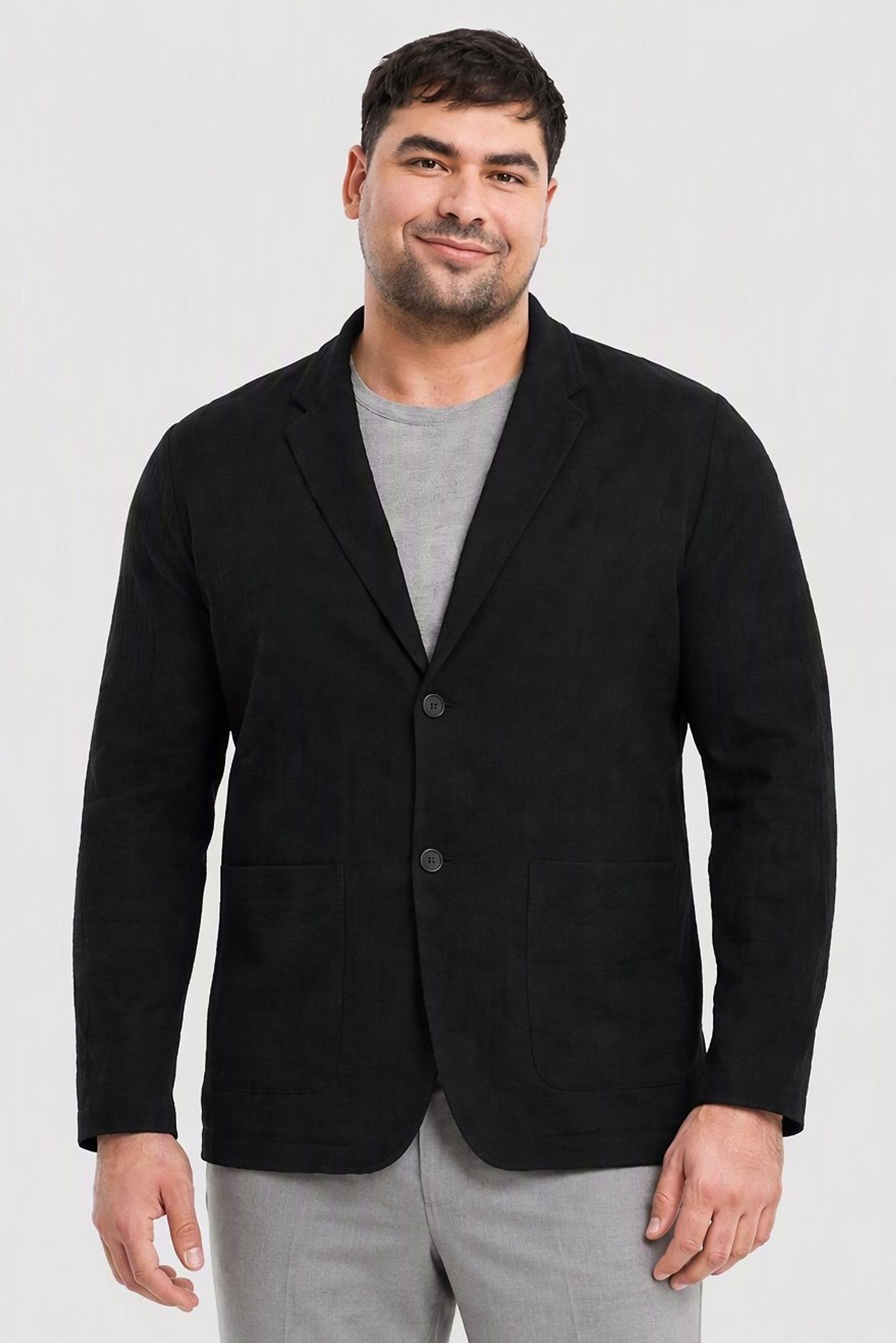 Emporio Armani Men Regular Fit Textured Casual Blazer, Black