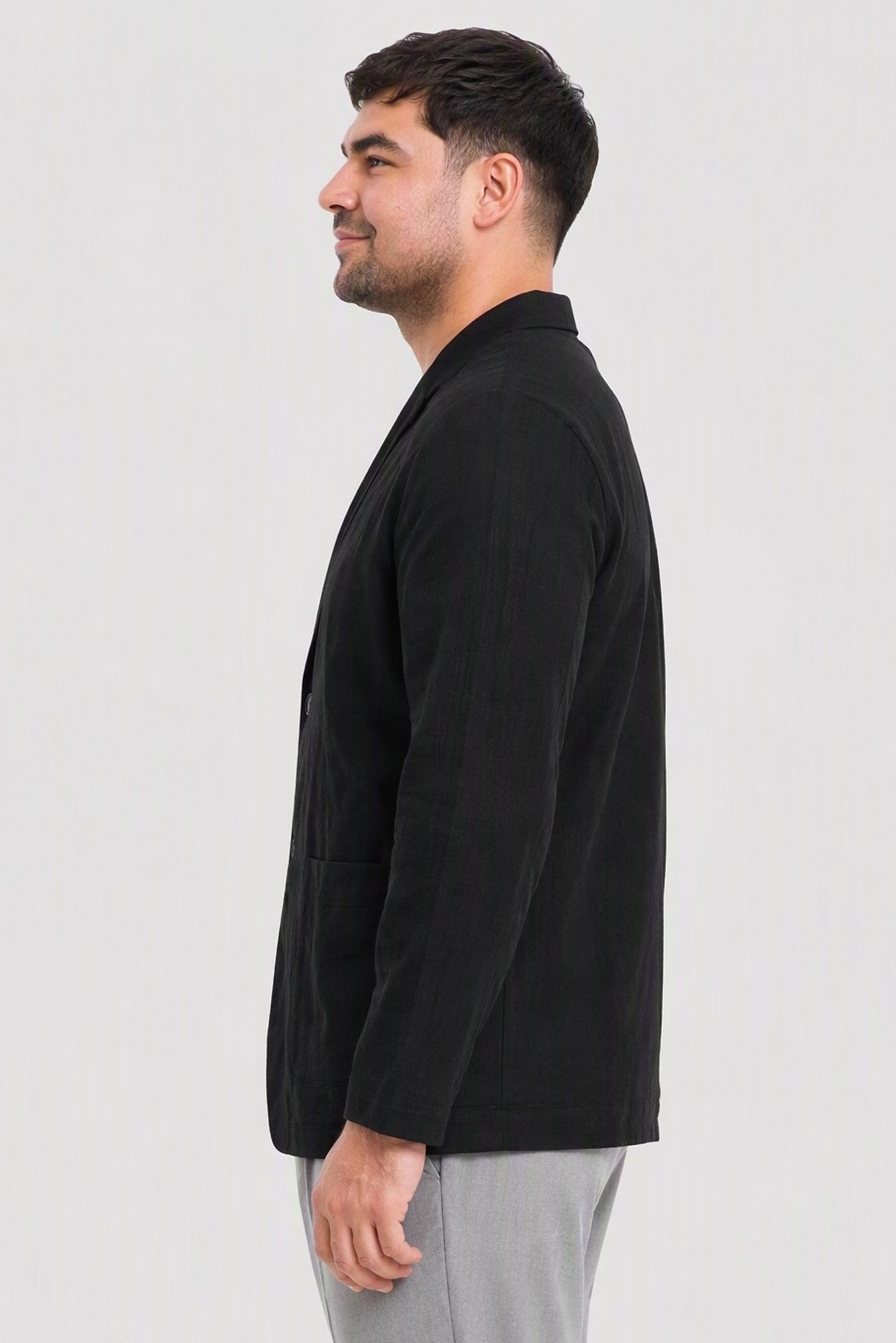 Emporio Armani Men Regular Fit Textured Casual Blazer, Black