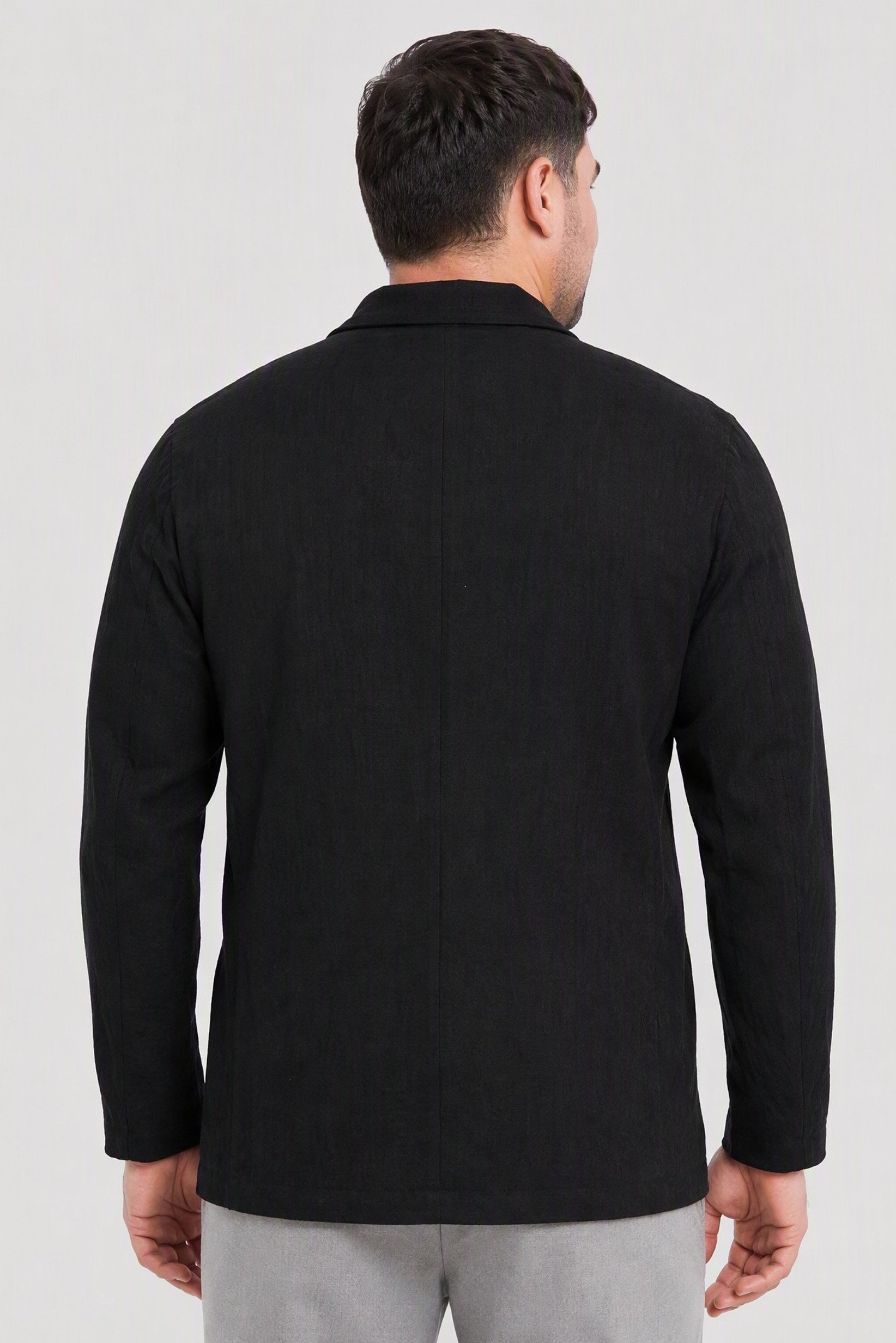 Emporio Armani Men Regular Fit Textured Casual Blazer, Black