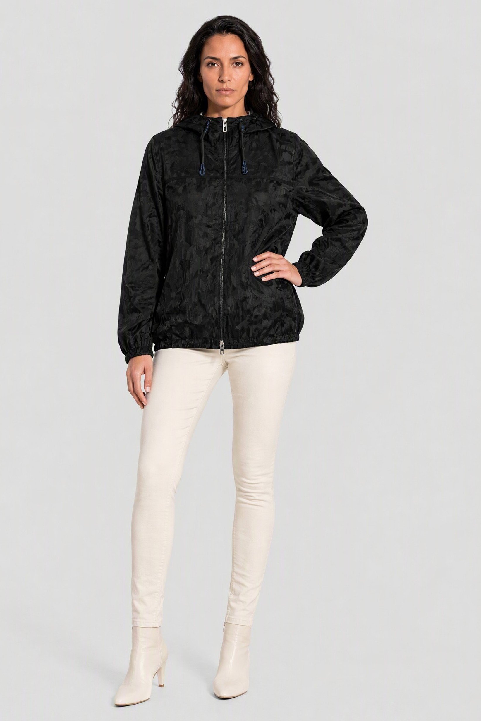Emporio Armani Women Camouflage Hooded Jacket, Black